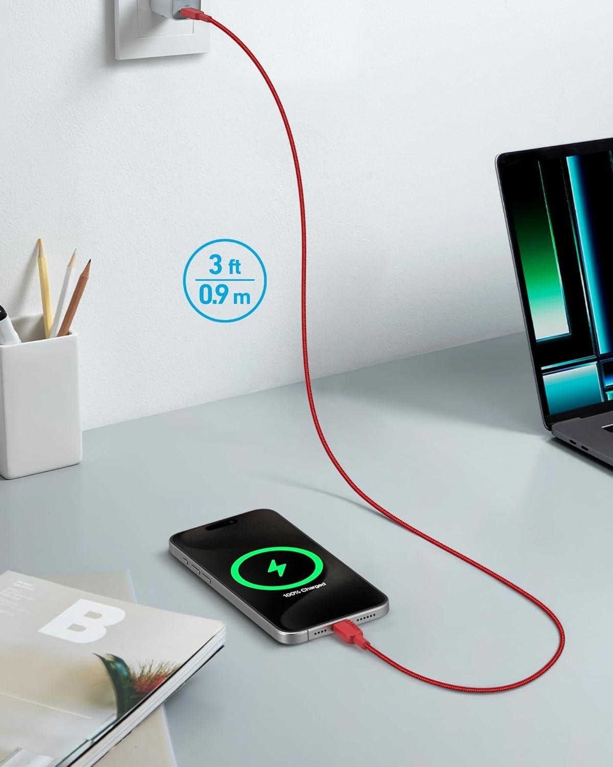 imageANKER cable USB C 180cm lot de 2 cbles de charge USB A vers USB C cble de charge USB A vers USB C charge rapide pour iPhone 1615 Samsung Galaxy Note 10 Note 9S10 S10 LG V30 Noir3ft