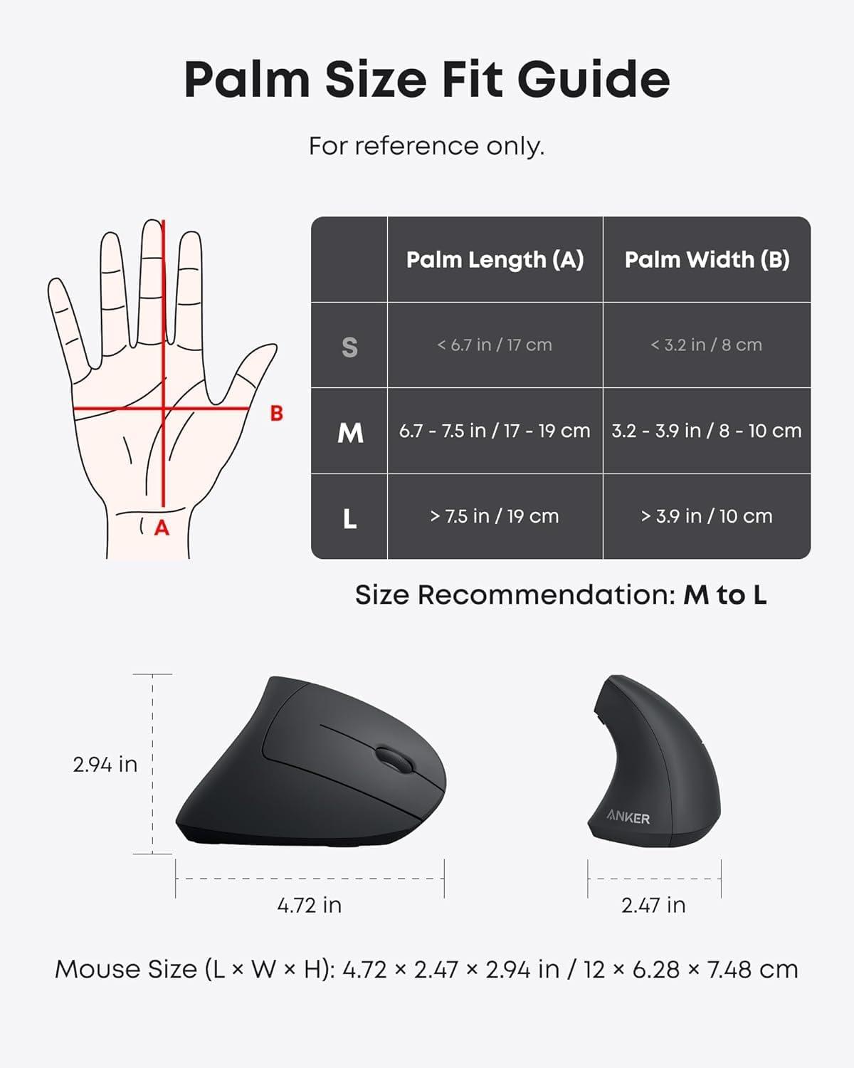 imageAnker 24G Wireless Ergonomic Vertical USB Mouse with 3 Adjustable DPI Levels 80012001600 and 5 Side Controls