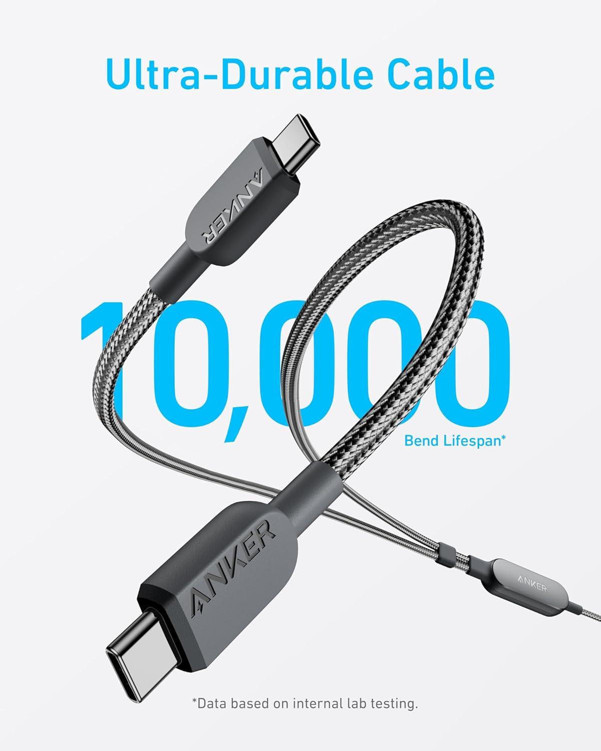 imageAnker Cable 2in1 USB C to USB C Braide Cable 140W Max Fast Charging for iPhone 171616 Pro Max15 Series MacBook AirProand More 18 m BlackBlack