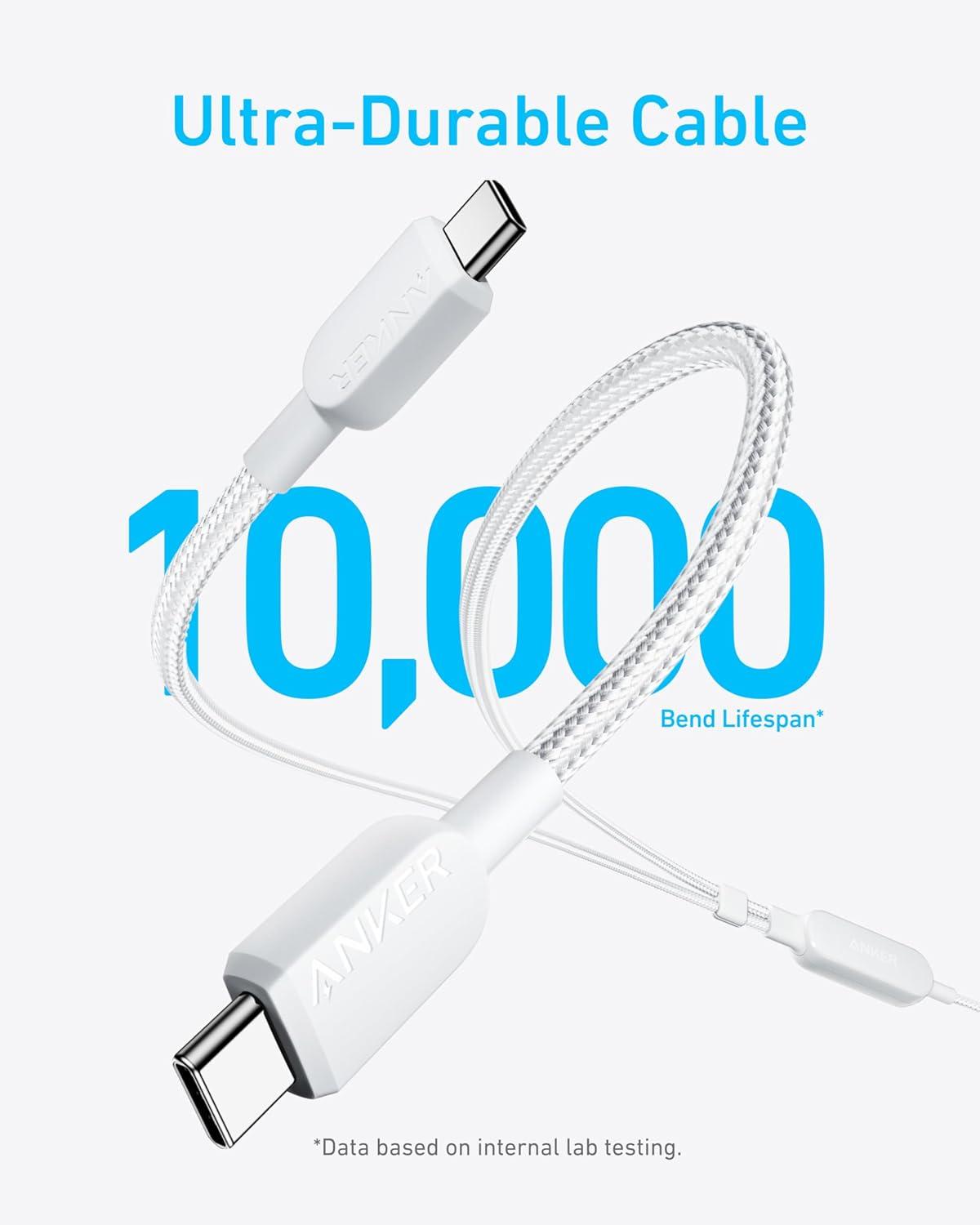 imageAnker Cable 2in1 USB C to USB C Braide Cable 140W Max Fast Charging for iPhone 171616 Pro Max15 Series MacBook AirProand More 18 m Blackwhite