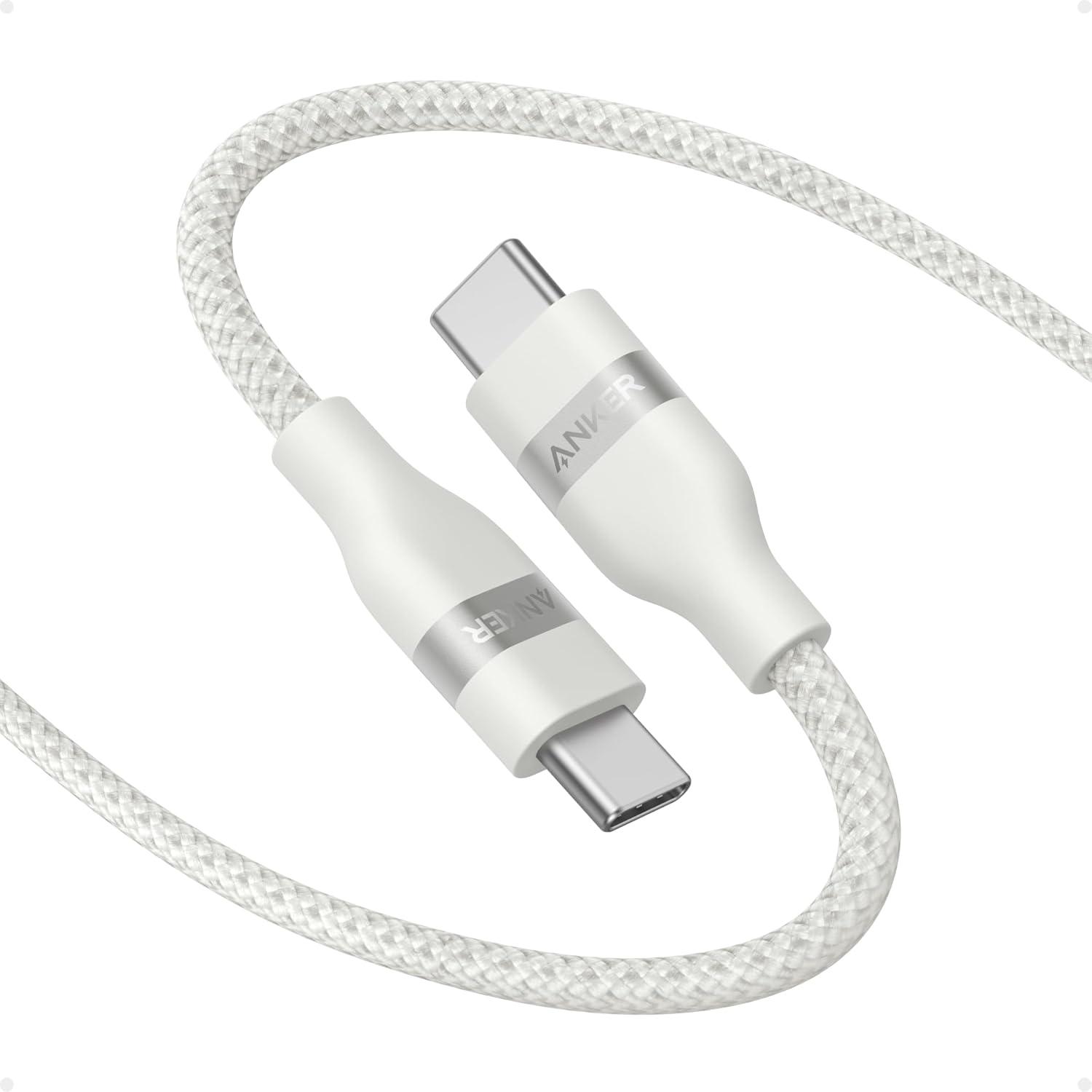 imageAnker Cble USBC 240W Tress Upcycl usbc vers usbc Chargeur Type C Rapide Cble pour iPhone 1717 Pro 17 Plus 17 ProMax MacBook Pro iPad ProAir 5 Galaxy S23 et autres09m BlancBlanc