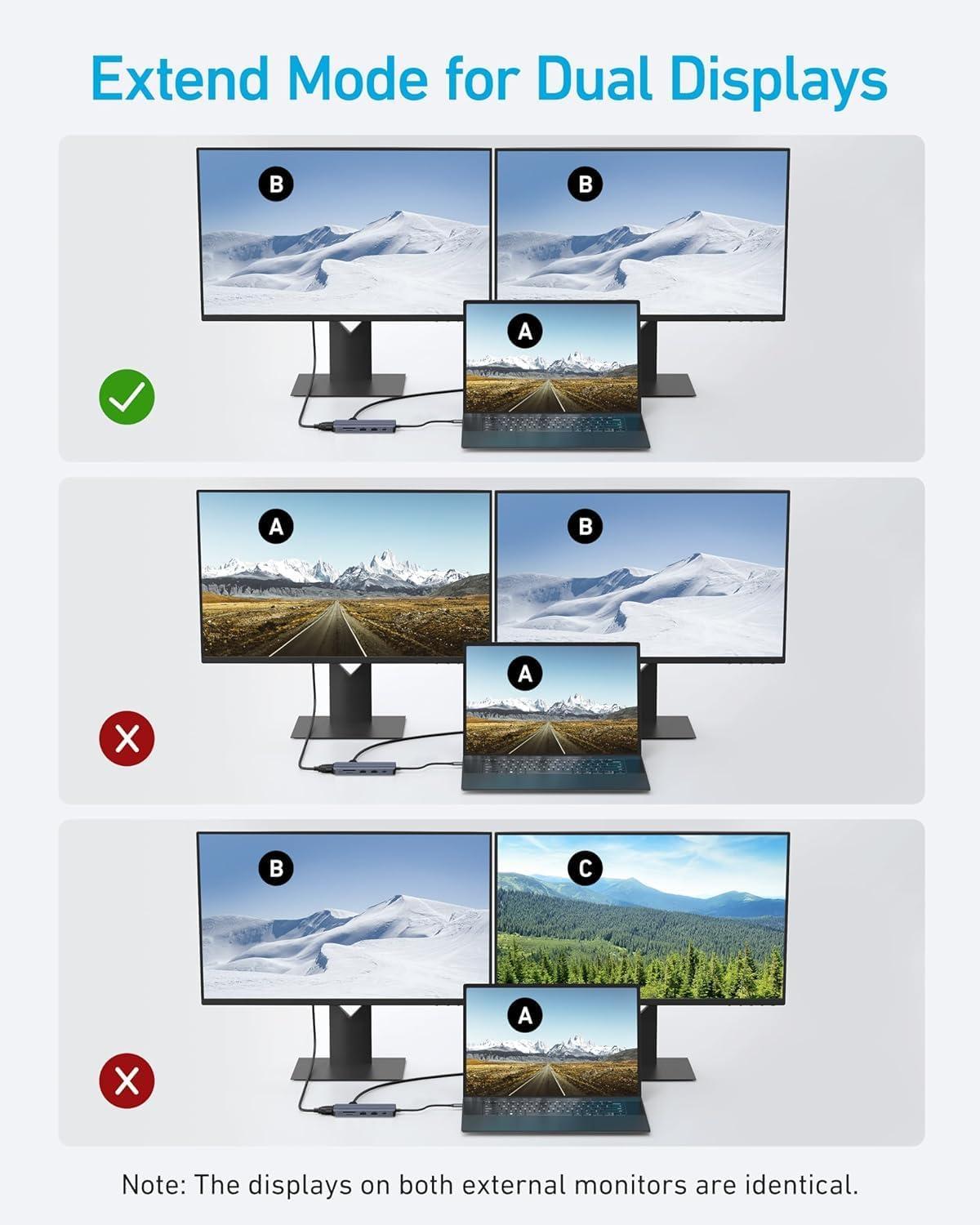 imageAnker DualDisplay USBC Hub 10in1 4K30Hz HDM with 100W Max Power Delivery USBC and USBA 5Gbps Data Ports for MacBook Lenovo