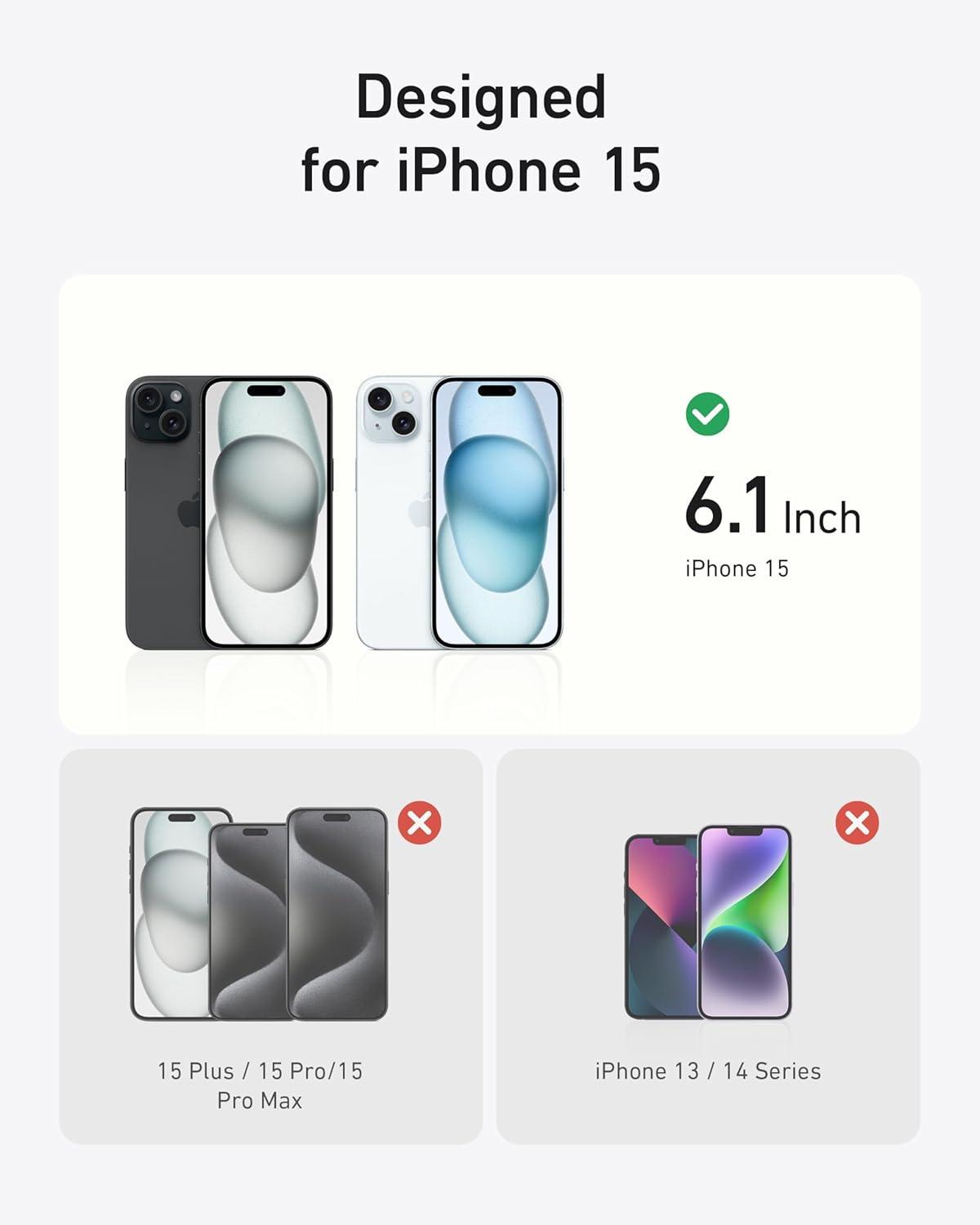 imageAnker FlexStand Magnetic Phone Case AntiSlip Drop Resistant Protective Case with Ring Stand Compatible MagSafe Exclusively Designed for iPhone 15 61 InchClear