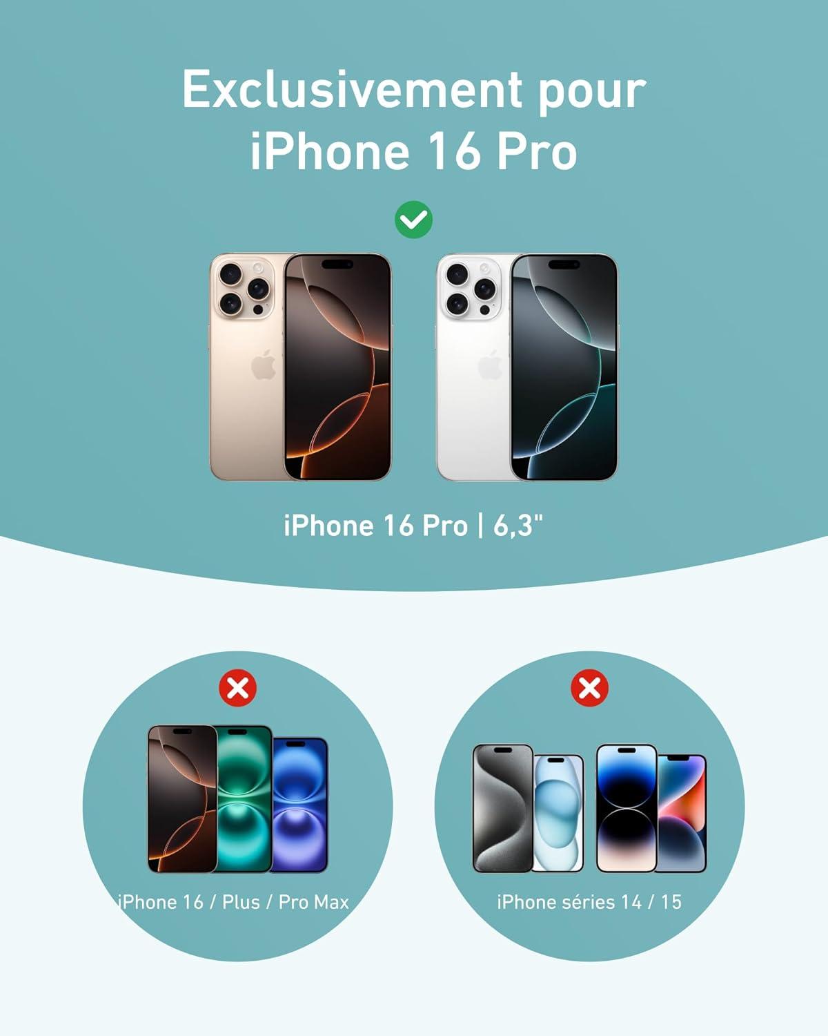 imageAnker FlexStand Magnetic Phone Case AntiSlip Drop Resistant Protective Case with Ring Stand MagSafe Compatible Exclusively Designed for iPhone 16 ProClear