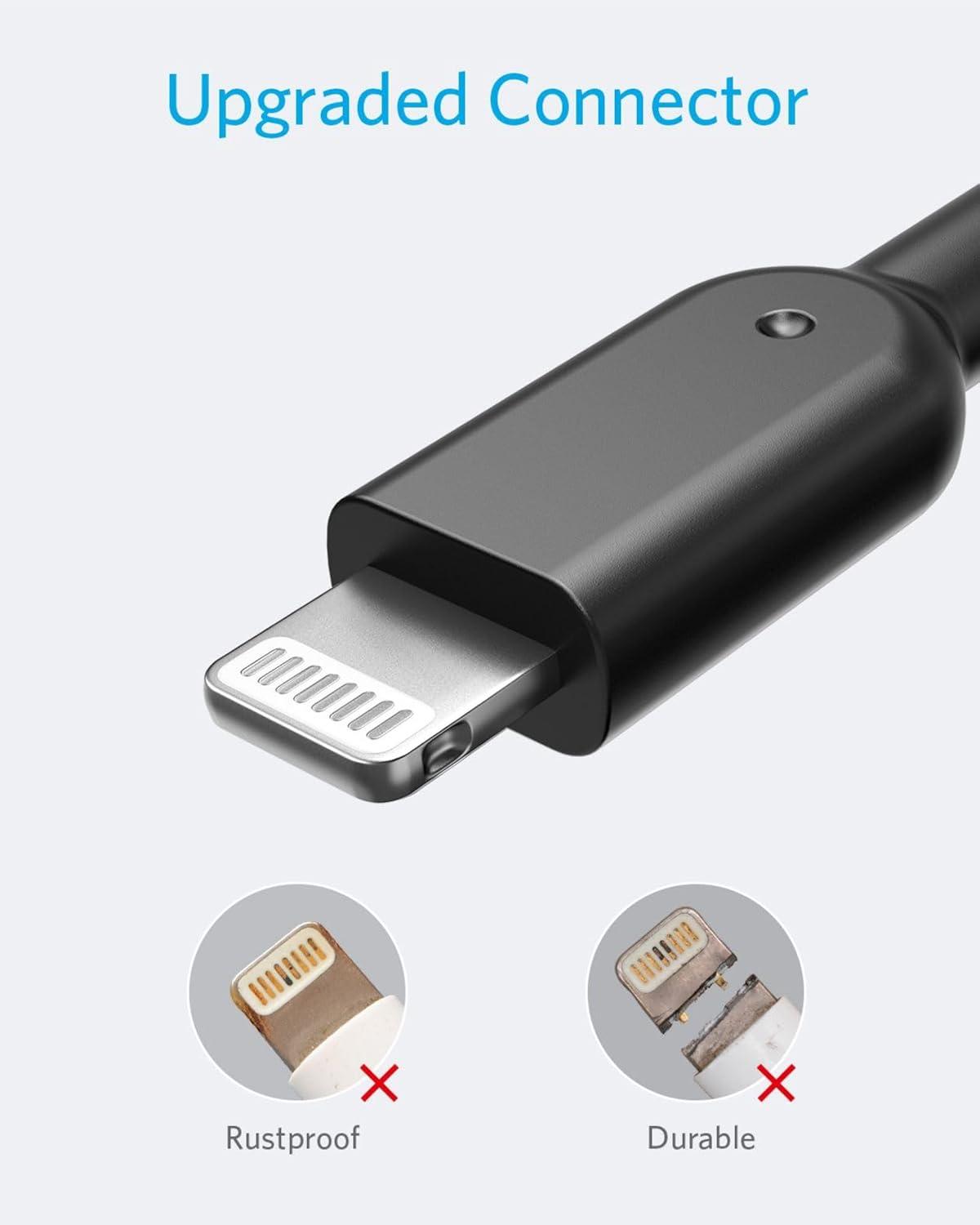 imageAnker MFi Certified PowerLine II Lightning Cable 30 cm The new indestructible cable for iPhone X 88 Plus 77 Plus 66 Plus 5S C and iPadBlack