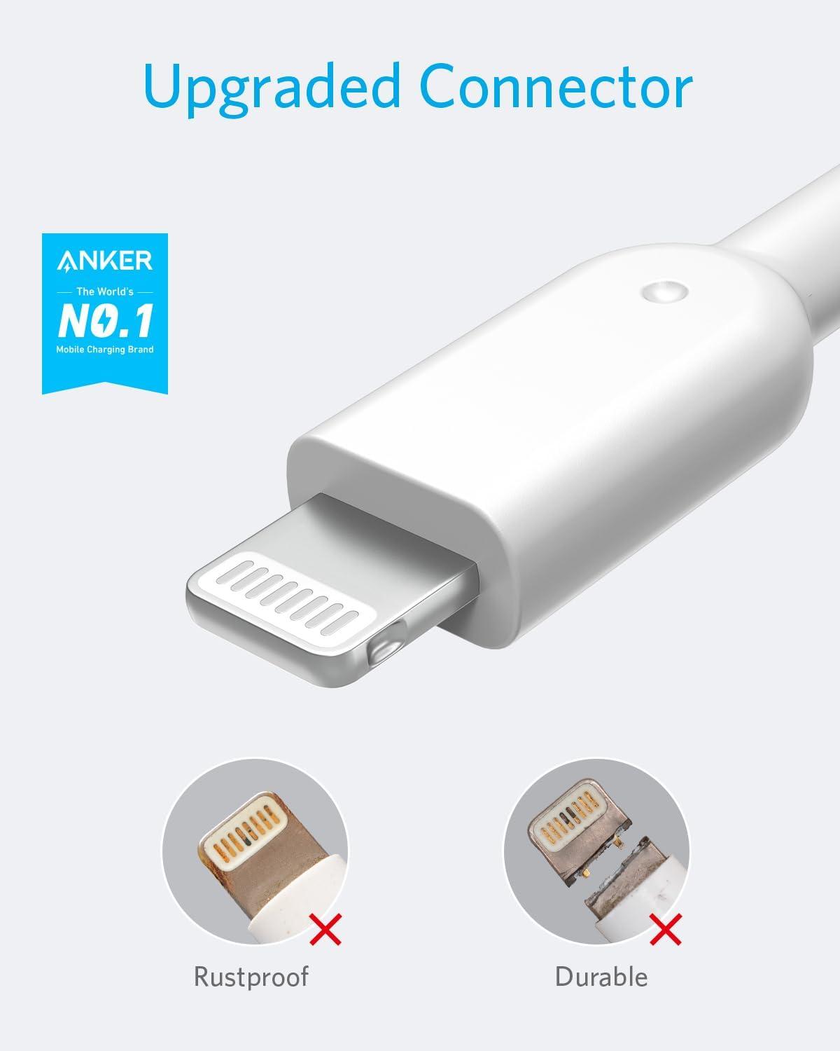 imageAnker MFi Certified PowerLine II Lightning Cable 30 cm The new indestructible cable for iPhone X 88 Plus 77 Plus 66 Plus 5S C and iPadWhite