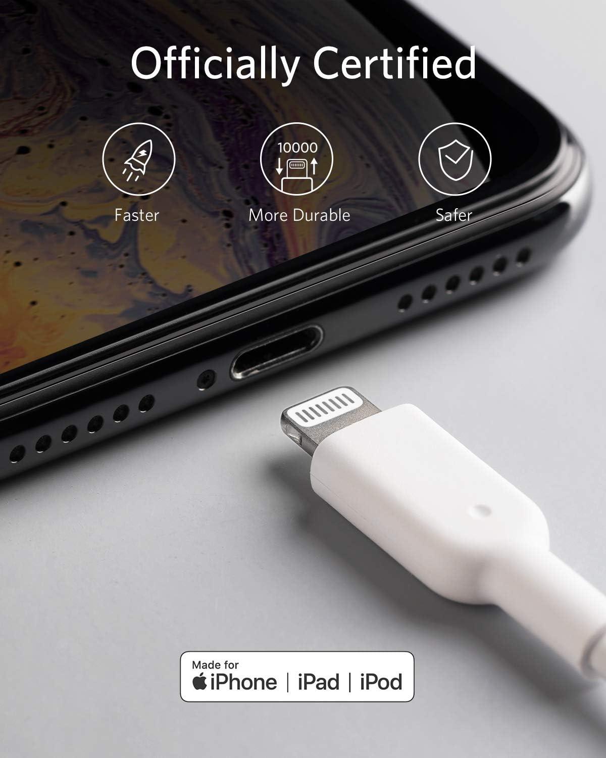 imageAnker MFi Certified PowerLine II Lightning Cable 30 cm The new indestructible cable for iPhone X 88 Plus 77 Plus 66 Plus 5S C and iPadWhite