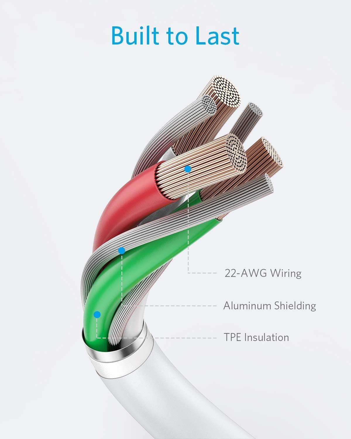 imageAnker MFi Certified PowerLine II Lightning Cable 30 cm The new indestructible cable for iPhone X 88 Plus 77 Plus 66 Plus 5S C and iPadWhite