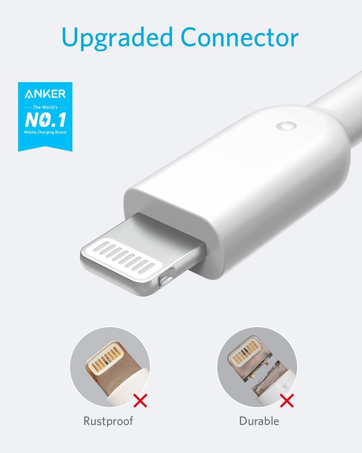 imageAnker MFi Certified PowerLine II Lightning Cable 30 cm The new indestructible cable for iPhone X 88 Plus 77 Plus 66 Plus 5S C and iPadWhite