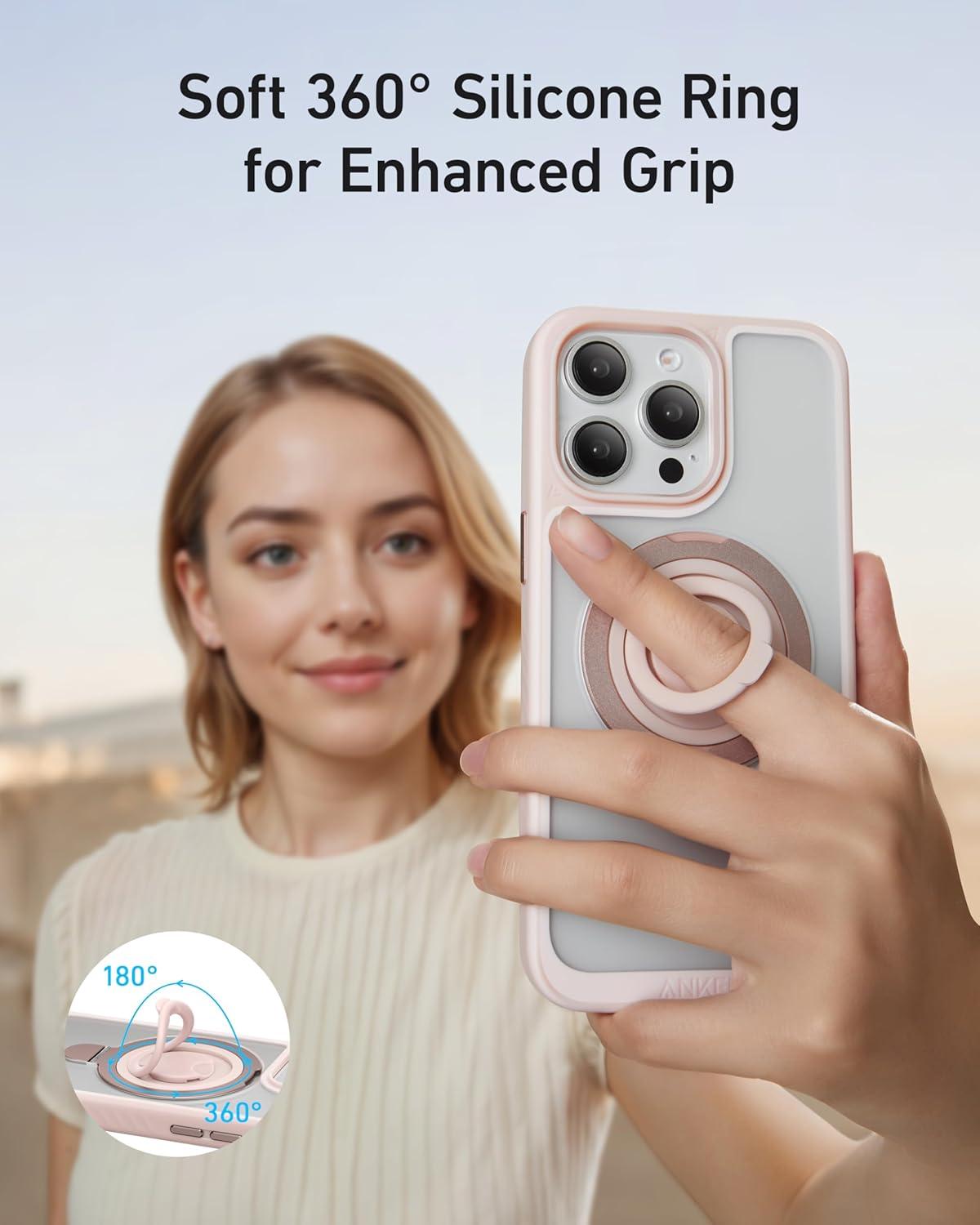 imageAnker MagGo Magnetic Case with Stand 2in1 360 Silicone Ring for 15 Pro Max
