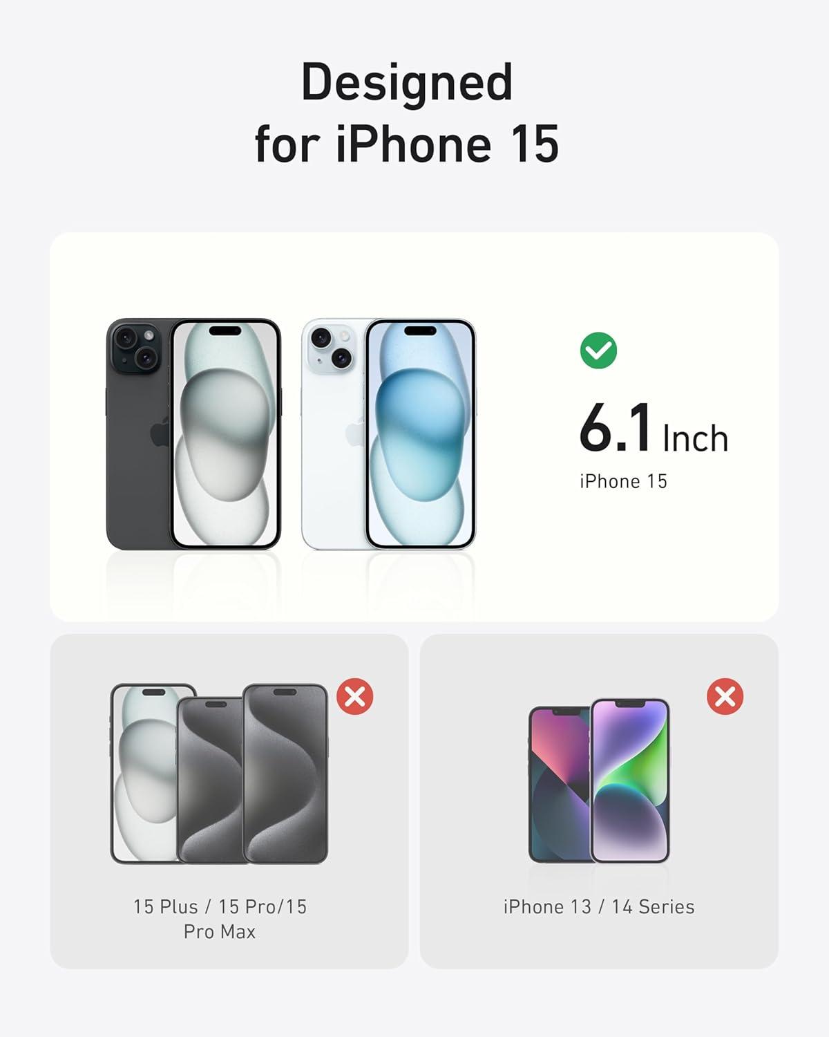 imageAnker MagGo Magnetic Case with Stand 2in1 360 Silicone Ring for iPhone 15