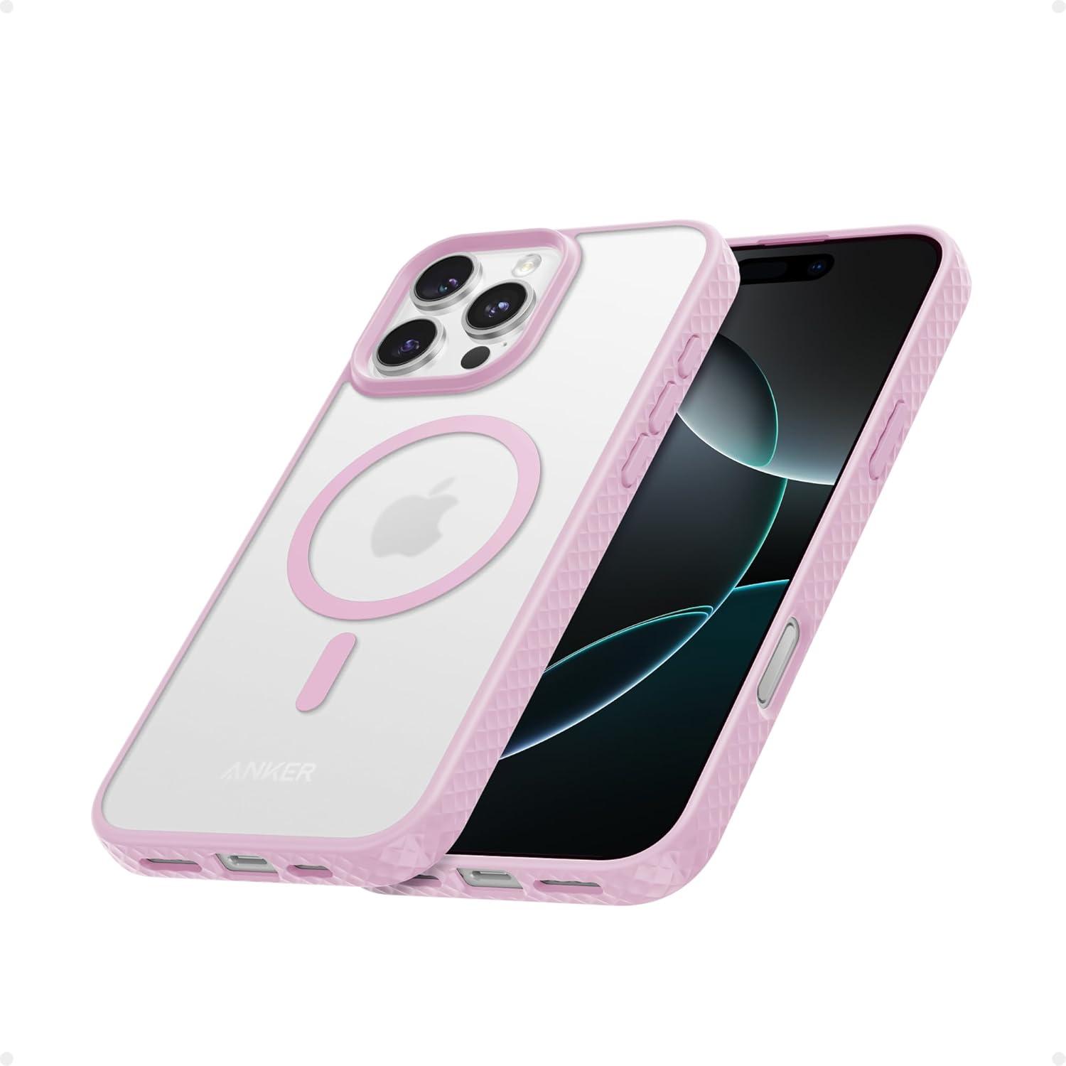 imageAnker Phone Case for iPhone 16 Pro Military Grade Textured Matte Magnetic Drop Protection Case Slim Shockproof Protective Case Rose Goldrose