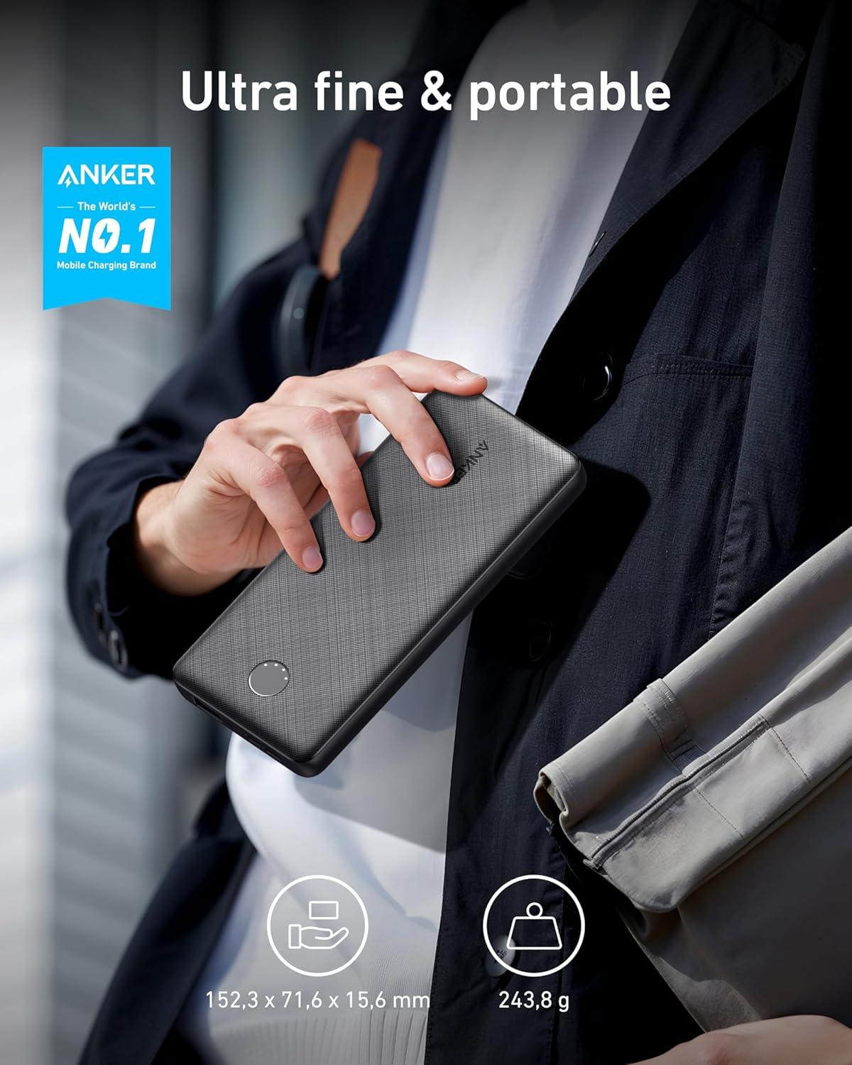 imageAnker PowerCore 10000mAh External Battery with PowerIQ and USBC Charging Technology for iPhone 16 Pro max15141312 iPad Samsung Galaxy Pixel and More