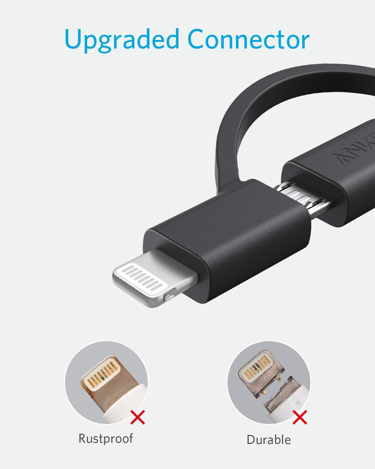 imageAnker Powerline II 3in1 Cable USB CLightningMicro USB Cable for iPhone iPad Huawei HTC LG Samsung Galaxy Sony Xperia Android Smartphones etc 09 mBlack