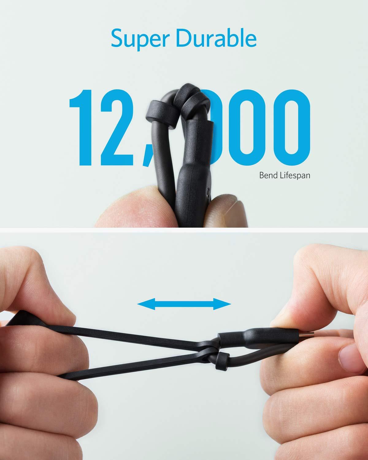 imageAnker Powerline II 3in1 Cable USB CLightningMicro USB Cable for iPhone iPad Huawei HTC LG Samsung Galaxy Sony Xperia Android Smartphones etc 09 mBlack