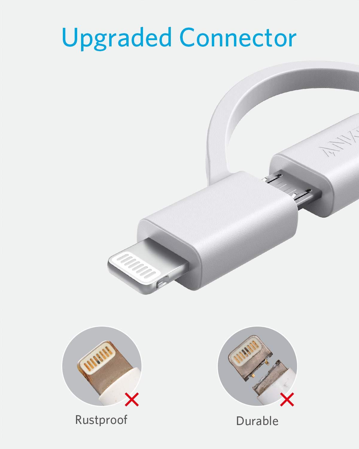 imageAnker Powerline II 3in1 Cable USB CLightningMicro USB Cable for iPhone iPad Huawei HTC LG Samsung Galaxy Sony Xperia Android Smartphones etc 09 mwhite