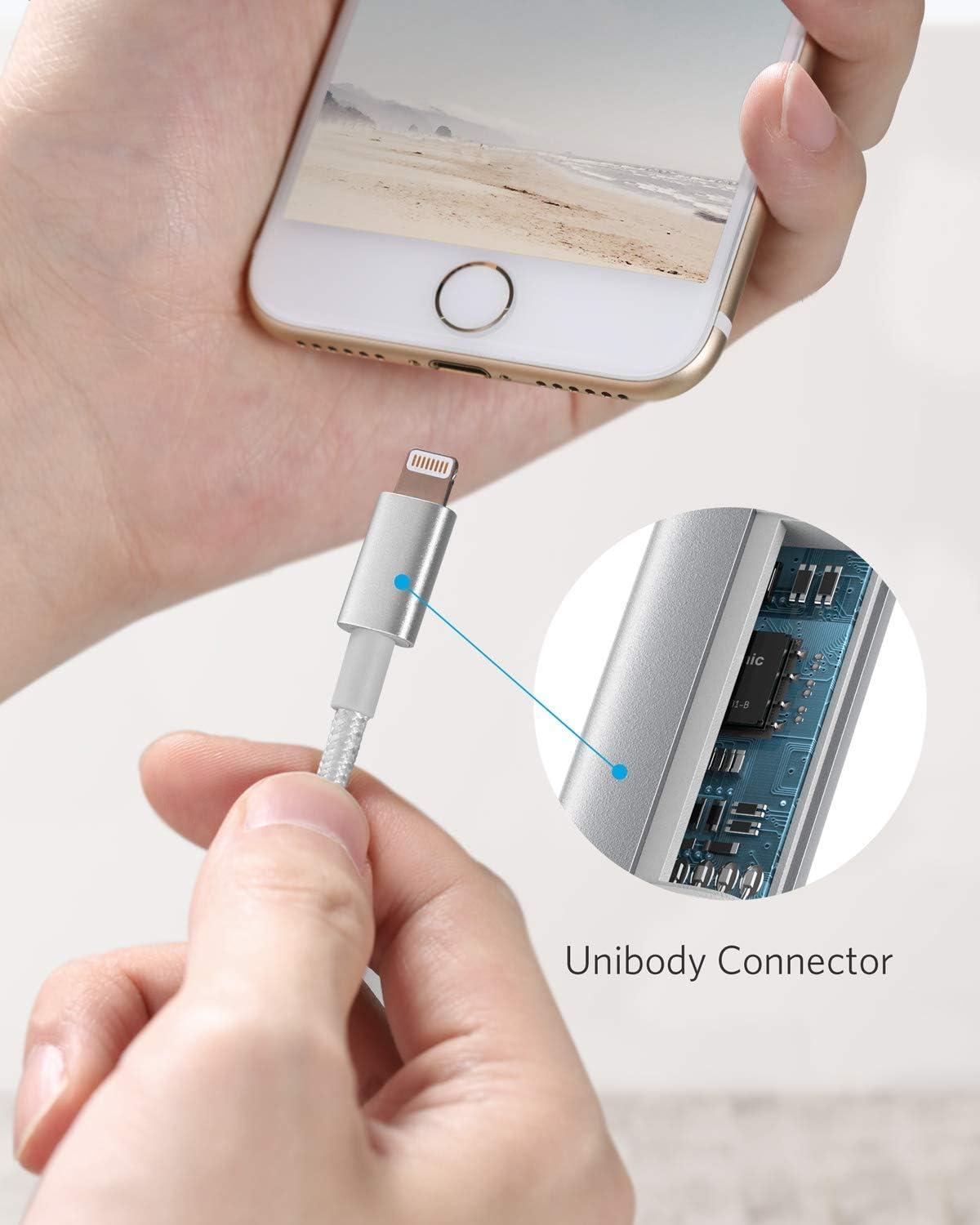 imageAnker Premium Lightning Cable Nylon MFi Certified for iPhone Charger iPhone 1414 Plus14 Pro Max14 Plus14 Plus1312 iPad Pro Air 2Pack 1mSilver