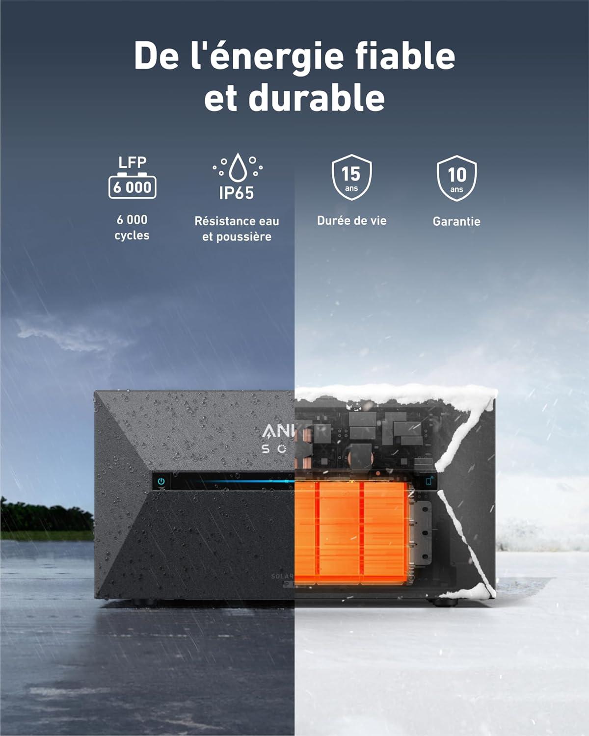imageAnker SOLIX BP1600 Additional Battery 1600 Wh LiFePo4 Batteries 6000 Cycles Expansion 9600 Wh Protection Manufacturer 10 Years IP65 Water ampamp Dust Easy Installation Modular DesignE1600