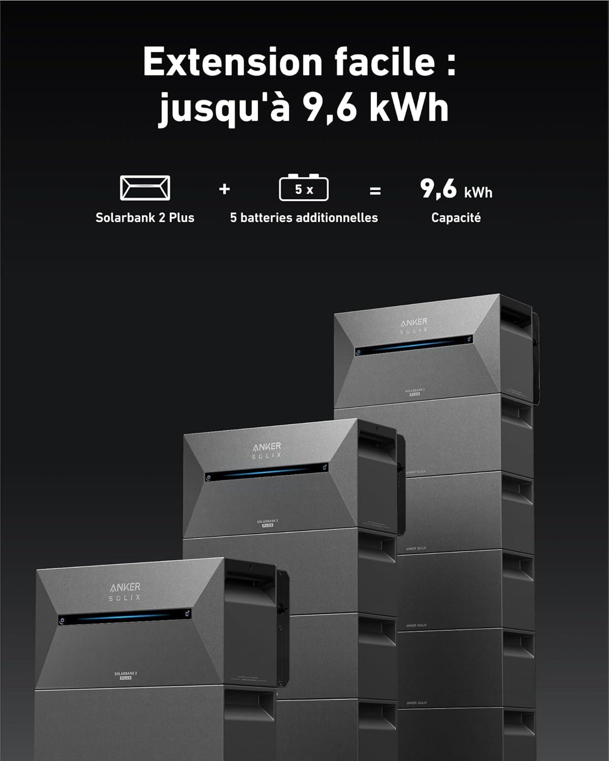 imageAnker SOLIX BP1600 Additional Battery 1600 Wh LiFePo4 Batteries 6000 Cycles Expansion 9600 Wh Protection Manufacturer 10 Years IP65 Water ampamp Dust Easy Installation Modular DesignE1600 Plus2445WBrackets