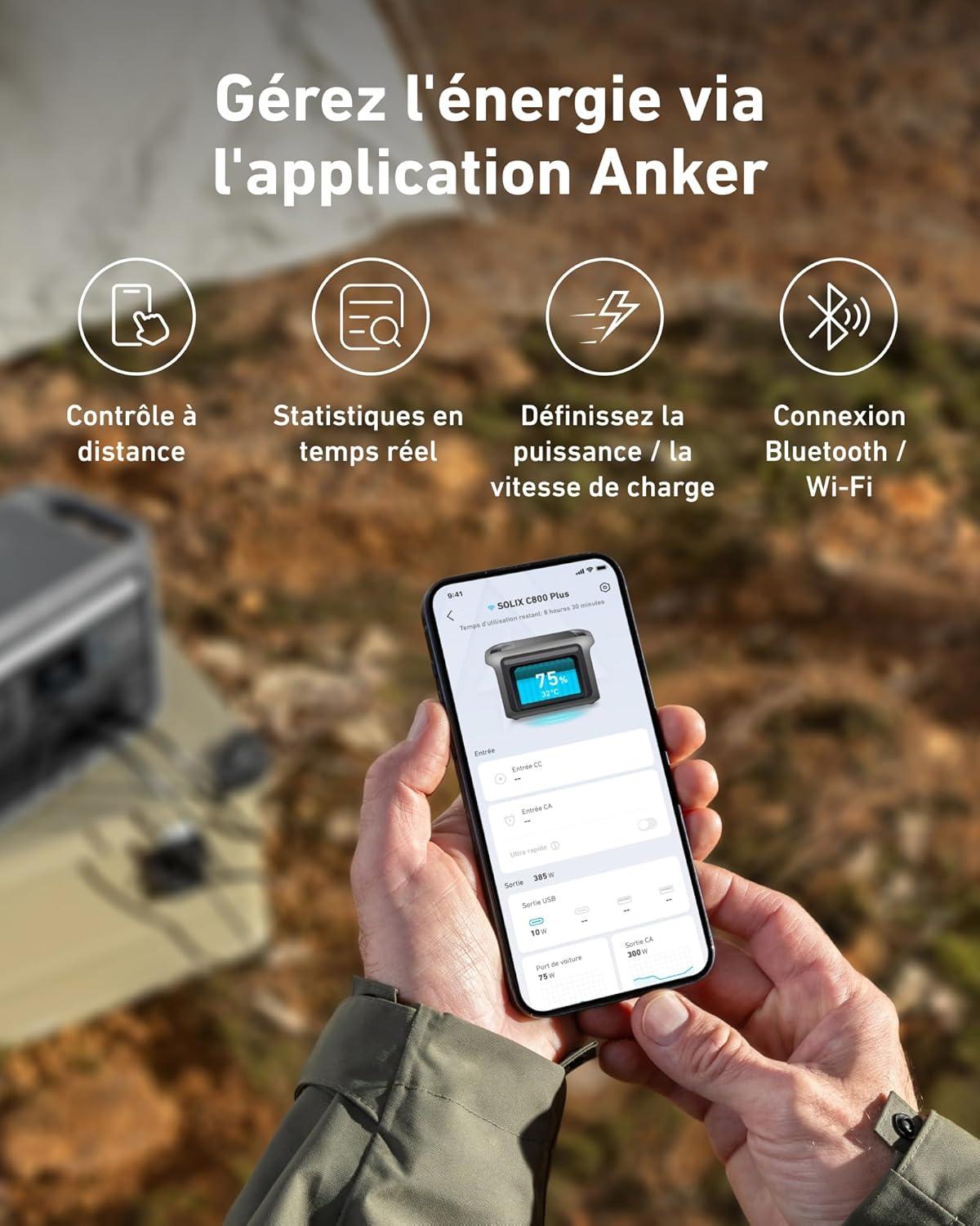 imageAnker SOLIX C800 Portable Power Station Solar Generator 768 Wh 1200 W 1600 W Max 58 min Charging Optional Solar PanelSOLIX C800 PLUS