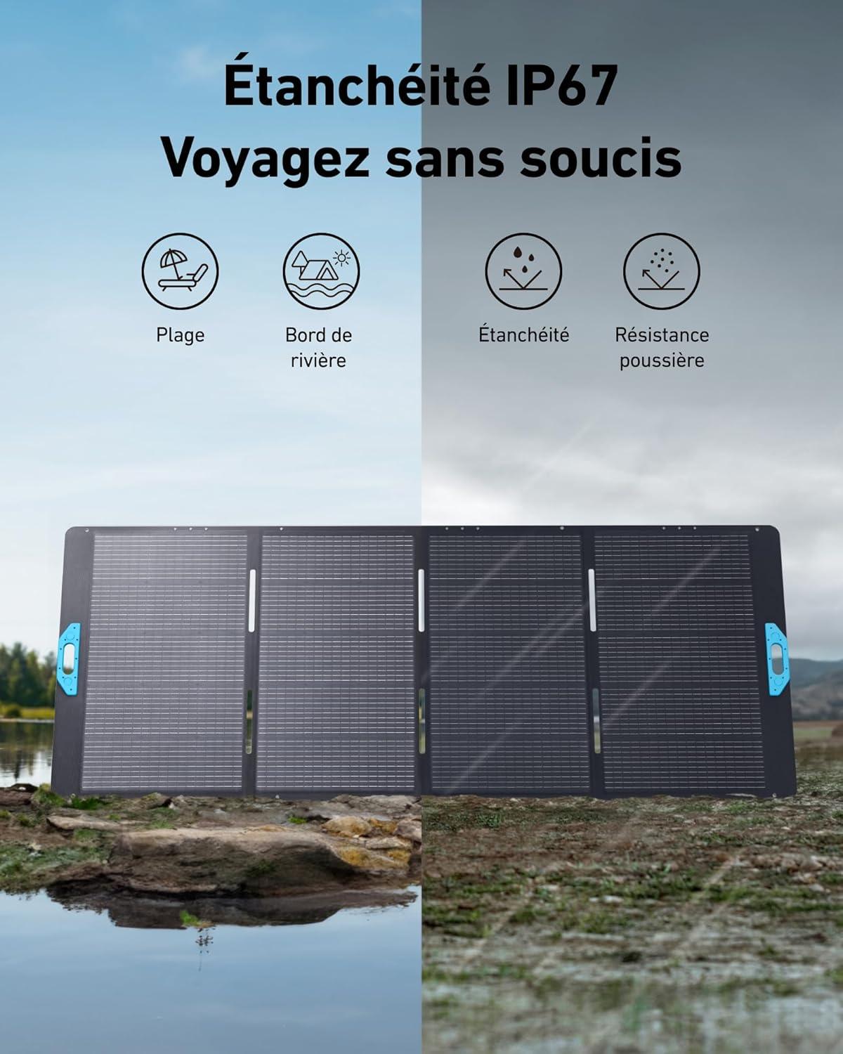 imageAnker SOLIX PS200 Solar Panel with Adjustable Stand Portable Foldable Solar Charger 200W IP67 Waterproof 23 Conversion Efficiency for Camping and Power OutagesAnker 400W Solar Panel