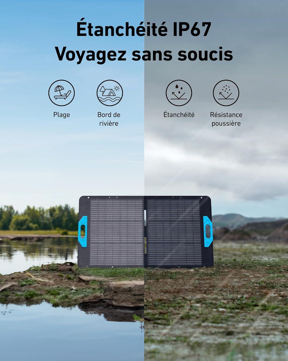 imageAnker SOLIX PS200 Solar Panel with Adjustable Stand Portable Foldable Solar Charger 200W IP67 Waterproof 23 Conversion Efficiency for Camping and Power OutagesAnker 100W Solar Panel