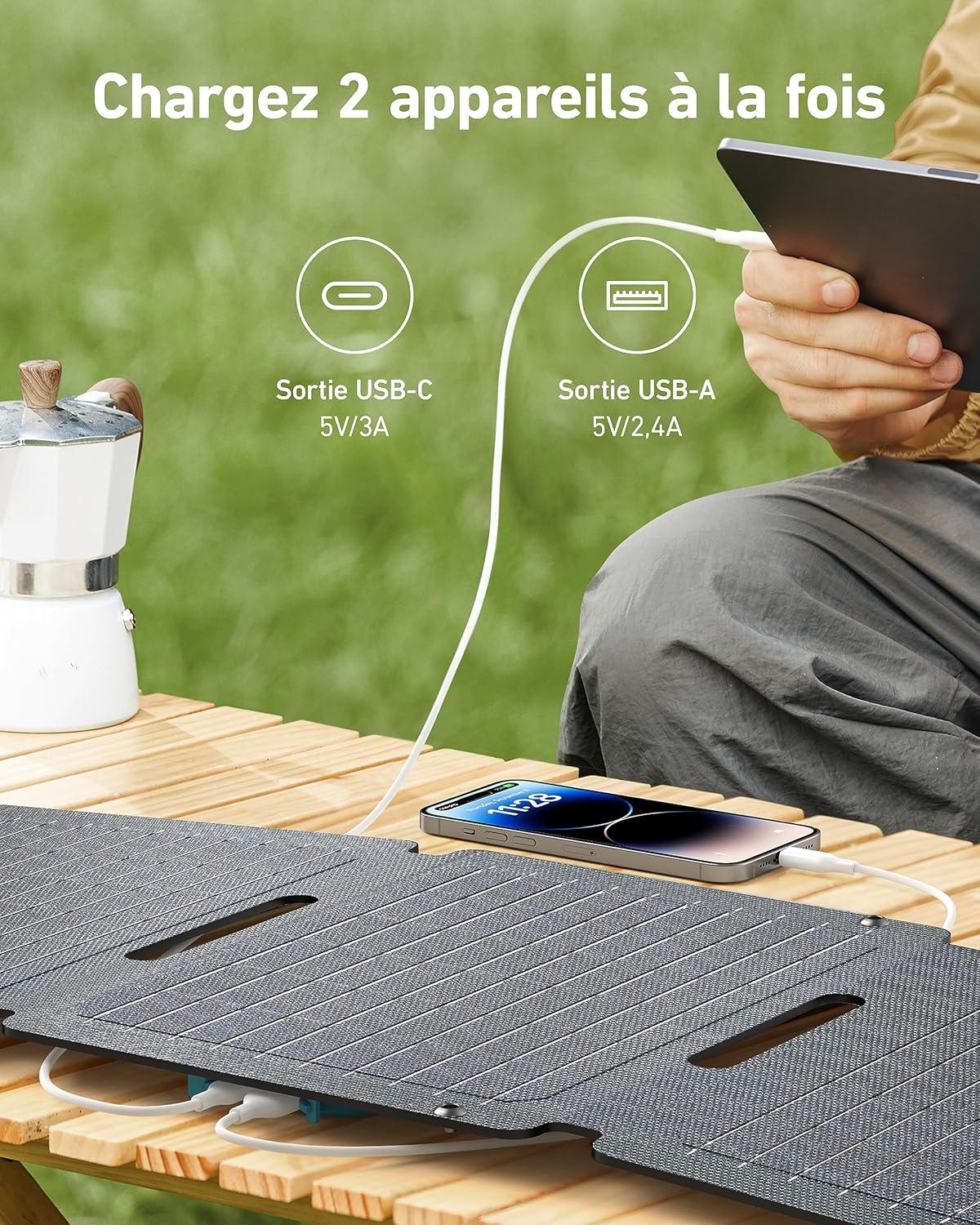 imageAnker SOLIX PS200 Solar Panel with Adjustable Stand Portable Foldable Solar Charger 200W IP67 Waterproof 23 Conversion Efficiency for Camping and Power OutagesAnker 30W Solar Panel