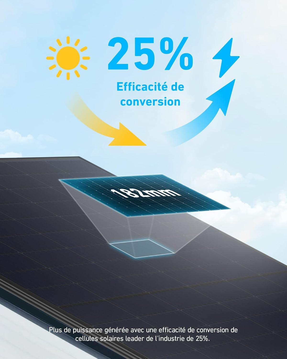 imageAnker SOLIX RS40P Balcony Panel Set for Tilt Mounting Smooth Black Photovoltaic Solar Panel 2 x 440 W IBC Module N Type 227 Efficiency WiFi Inverter 600 W