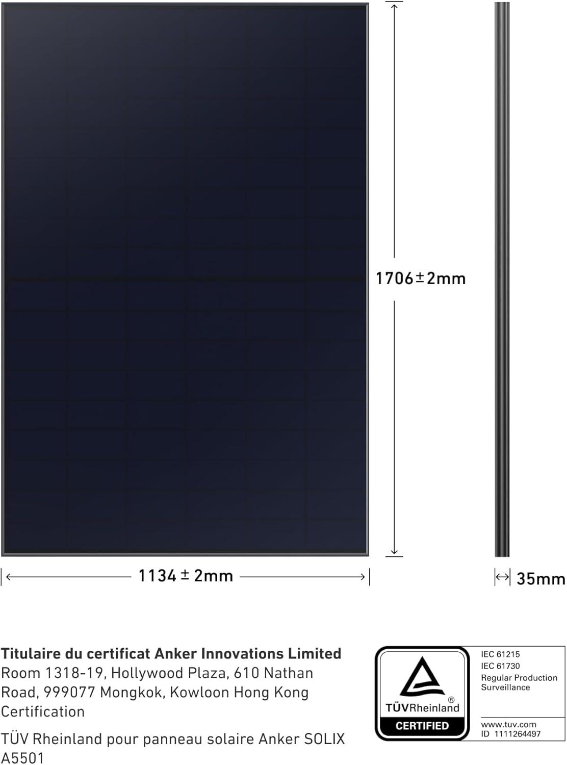 imageAnker SOLIX RS40P Balcony Panel Set for Tilt Mounting Smooth Black Photovoltaic Solar Panel 2 x 440 W IBC Module N Type 227 Efficiency WiFi Inverter 600 W