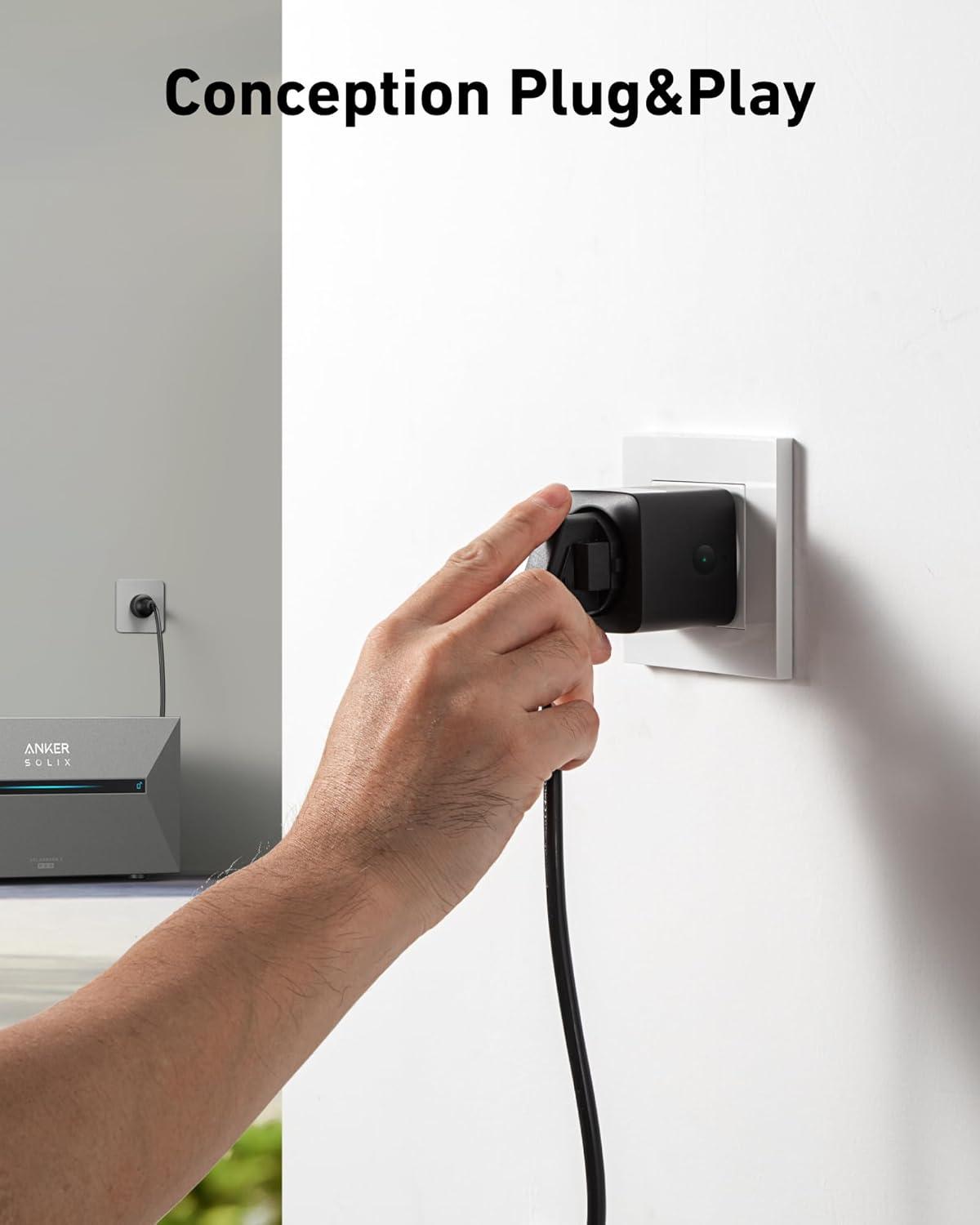 imageAnker SOLIX Smart Socket for Solarbank Series 2 WiFi Bluetooth Accurate Sensing Energy Saving PlugampampPlay Smart Application Max Charge 2500W Solar Home Use 2 Sockets1 x Smart Plug