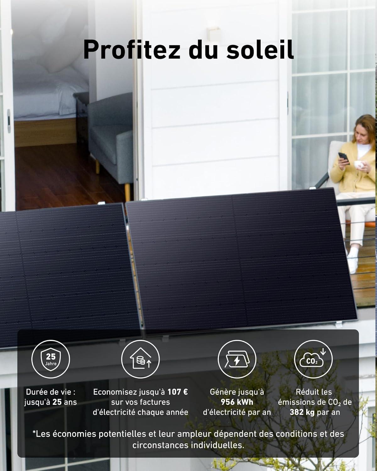 imageAnker SOLIX Solar PlugampampPlay Kit 820 W Brackets Included 23 Efficiency Black and Plain Design Free OTA Update 800 W with WLAN