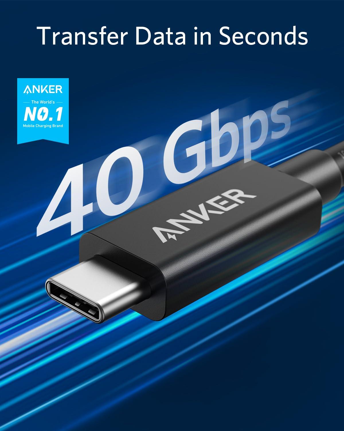 imageAnker Thunderbolt 30 Cable 07 m Supports 100W Charging40Gbps Data Transfer USB C to USB C Cable Ideal for TypeC MacBooks Dell iPad Air 4 iPad Pro 2020 Pixel Hub Docking and More23ft