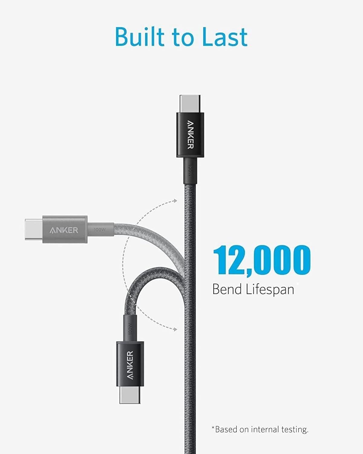 imageAnker USB C to USB C Cable 100W USB C Charging Cable 2 Pack for iPhone 171617 Pro17 Plus17 ProMax MacBook ProAir iPad ProAir Galaxy S24S23 Pixel Switch LG 6ft6ft2Black