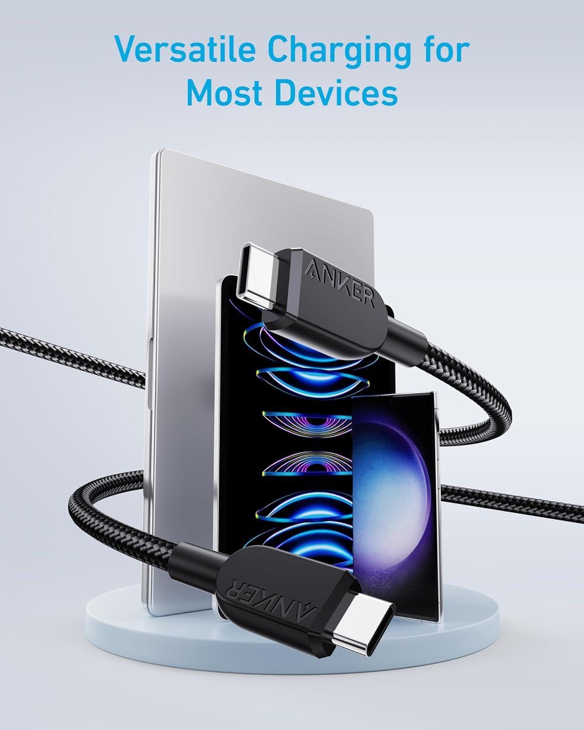 imageAnker USB C to USB C Cable 240W Double Braided Nylon TypeC Charging Cable for iPhone 17 MacBook Pro 2024 iPad Pro 2024 iPad Air 5 Samsung Galaxy S23S23 Ultra Pixel and More 3ft1 80m