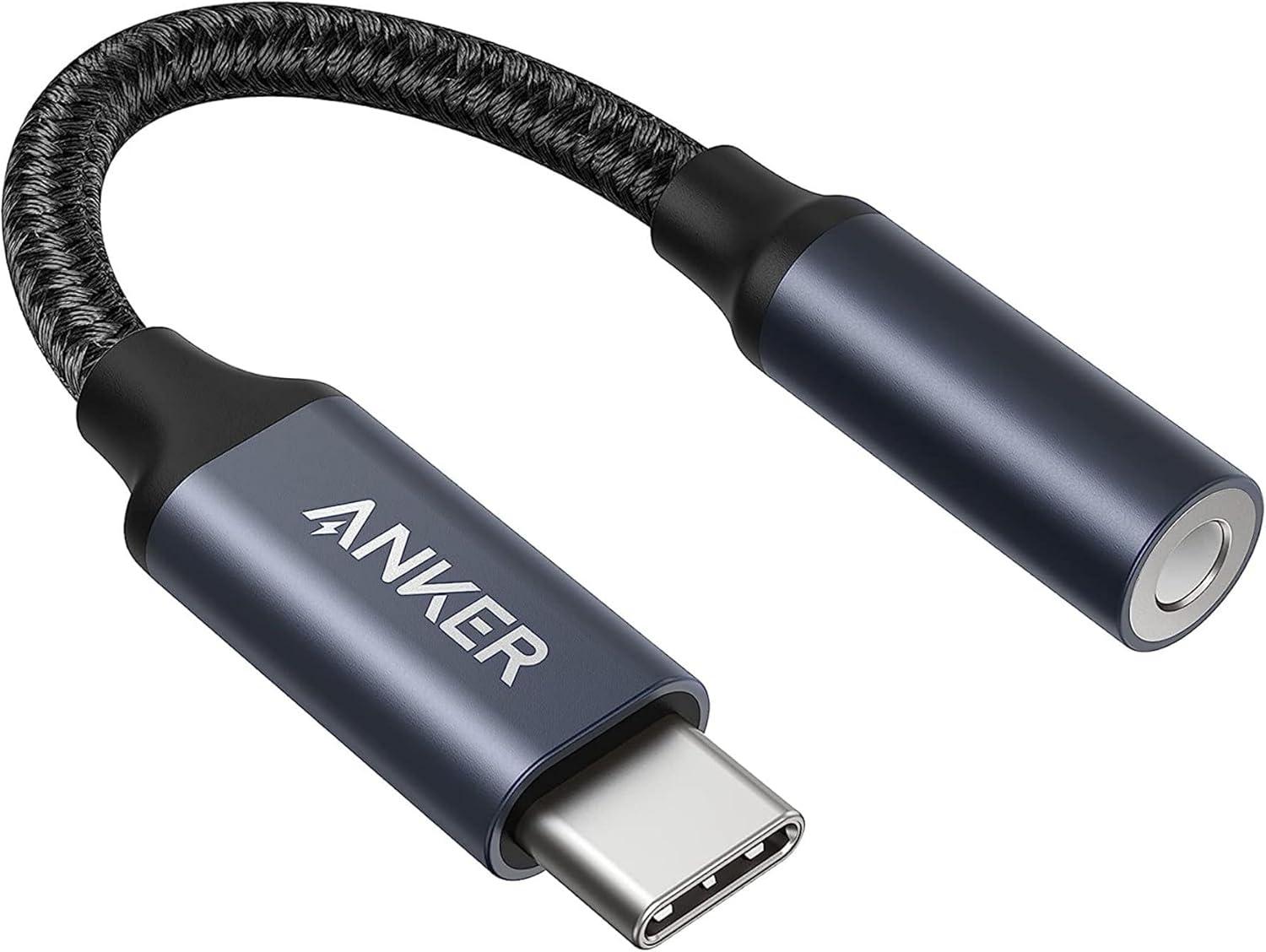imageAnker USBC Auf 35 mm Audio Adapter Auf weiblichen Stecker Nylon Kabel kompatibel mit Samsung S20S20S20 Ultra Pixel 4 4XL und Mehr