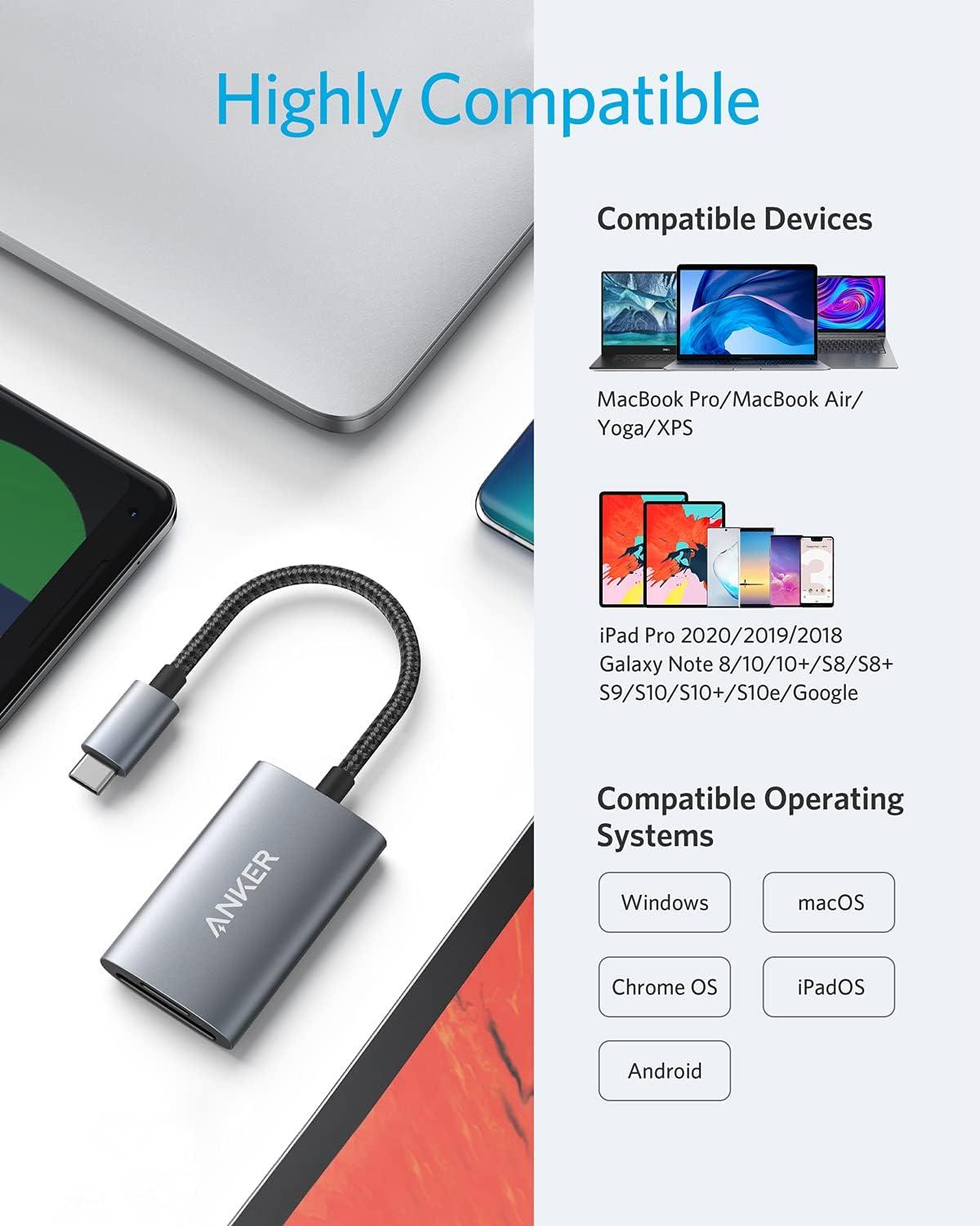 imageAnker USBC SD 40 Card Reader PowerExpand 2 in 1 Memory Card Reader for SDXC SDHC SD MMC RSMMC Micro SDXC Micro SD Micro SDHC UHSII and UHSI Cards