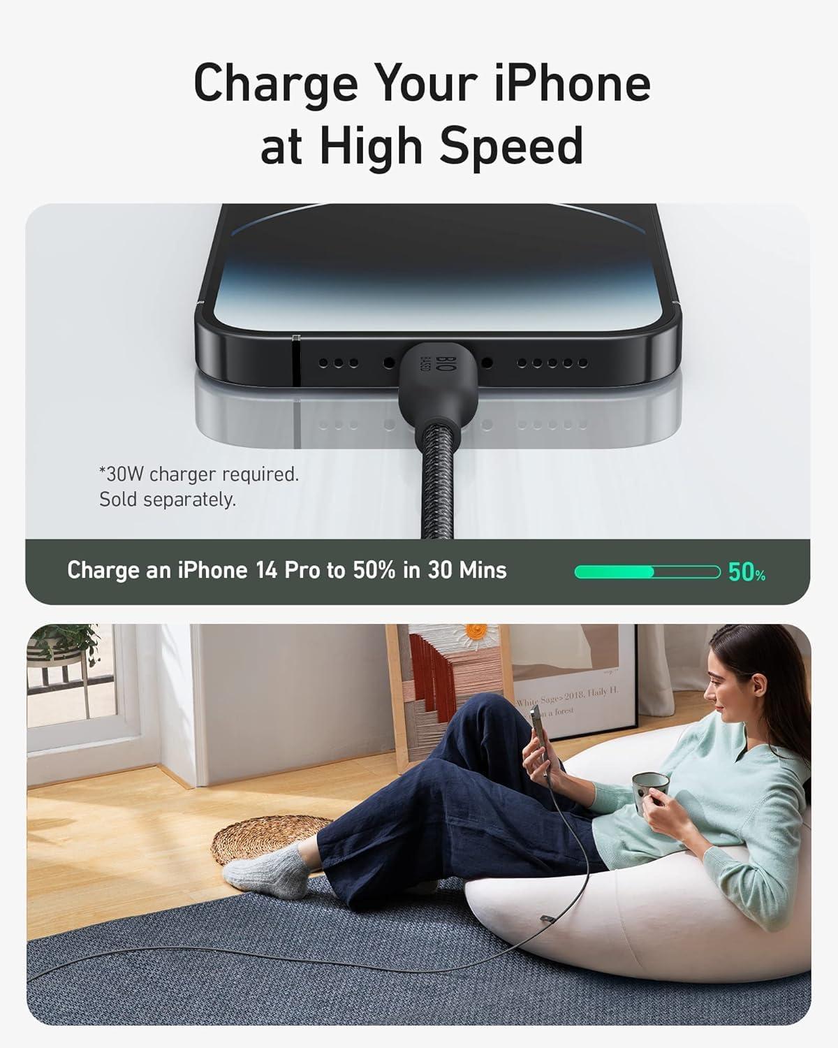 imageAnker USBC to Lightning Cable 541 Organic Nylon MFi Certified Fast Charging Cable for iPhone 14PlusPro Max 13Pro 12 11x XS XR Black 6ftBlack