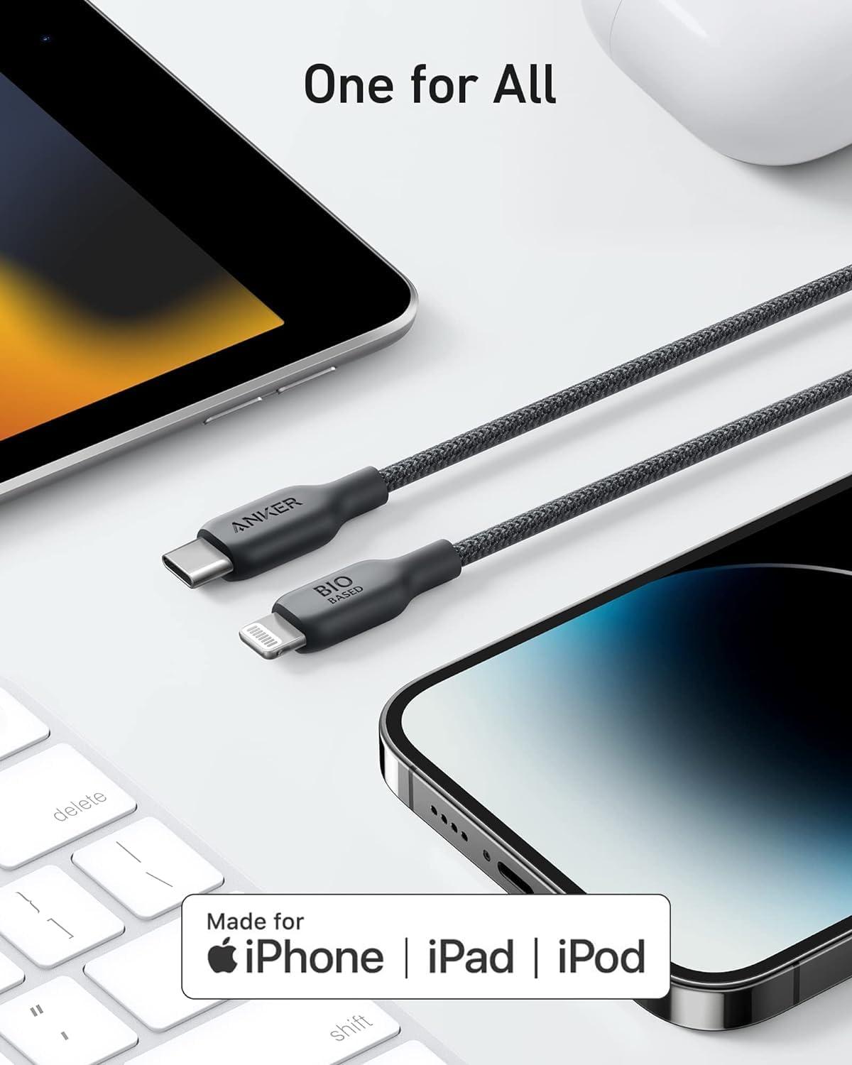 imageAnker USBC to Lightning Cable 541 Organic Nylon MFi Certified Fast Charging Cable for iPhone 14PlusPro Max 13Pro 12 11x XS XR Black 6ftBlack