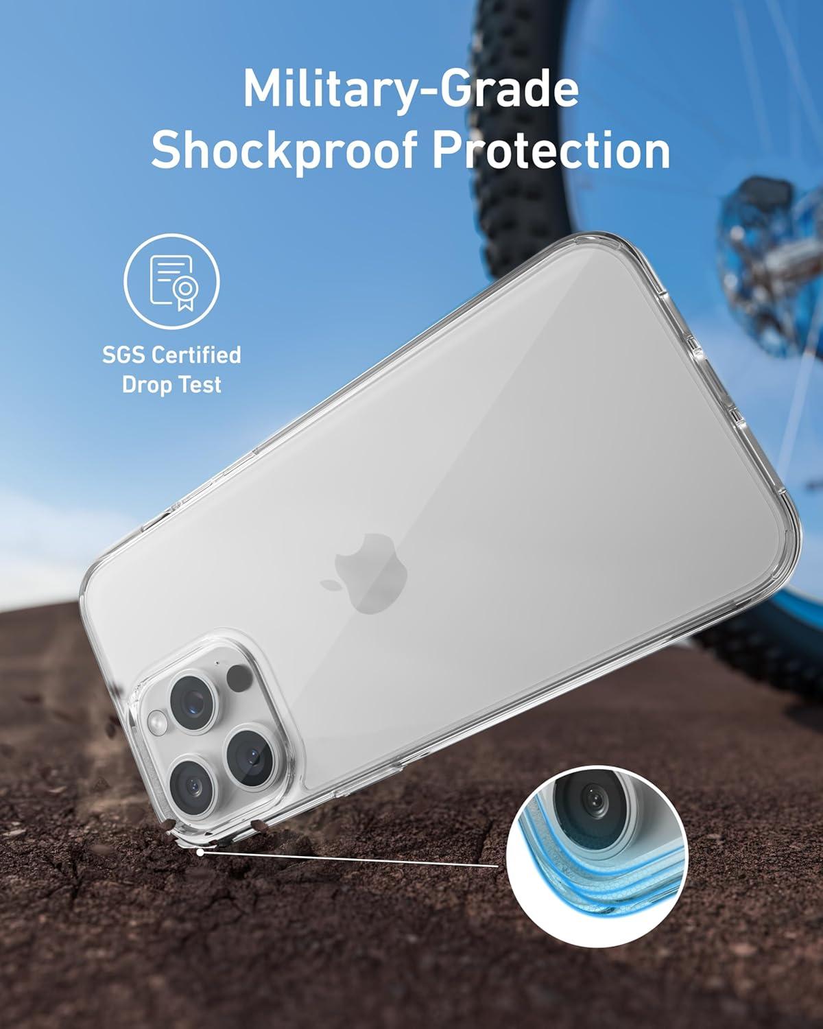imageAnker for iPhone 16 Pro Max Case MilitaryGrade Shockproof Protection YellowingResistant Phone Case for iPhone 16 Pro Max Clear