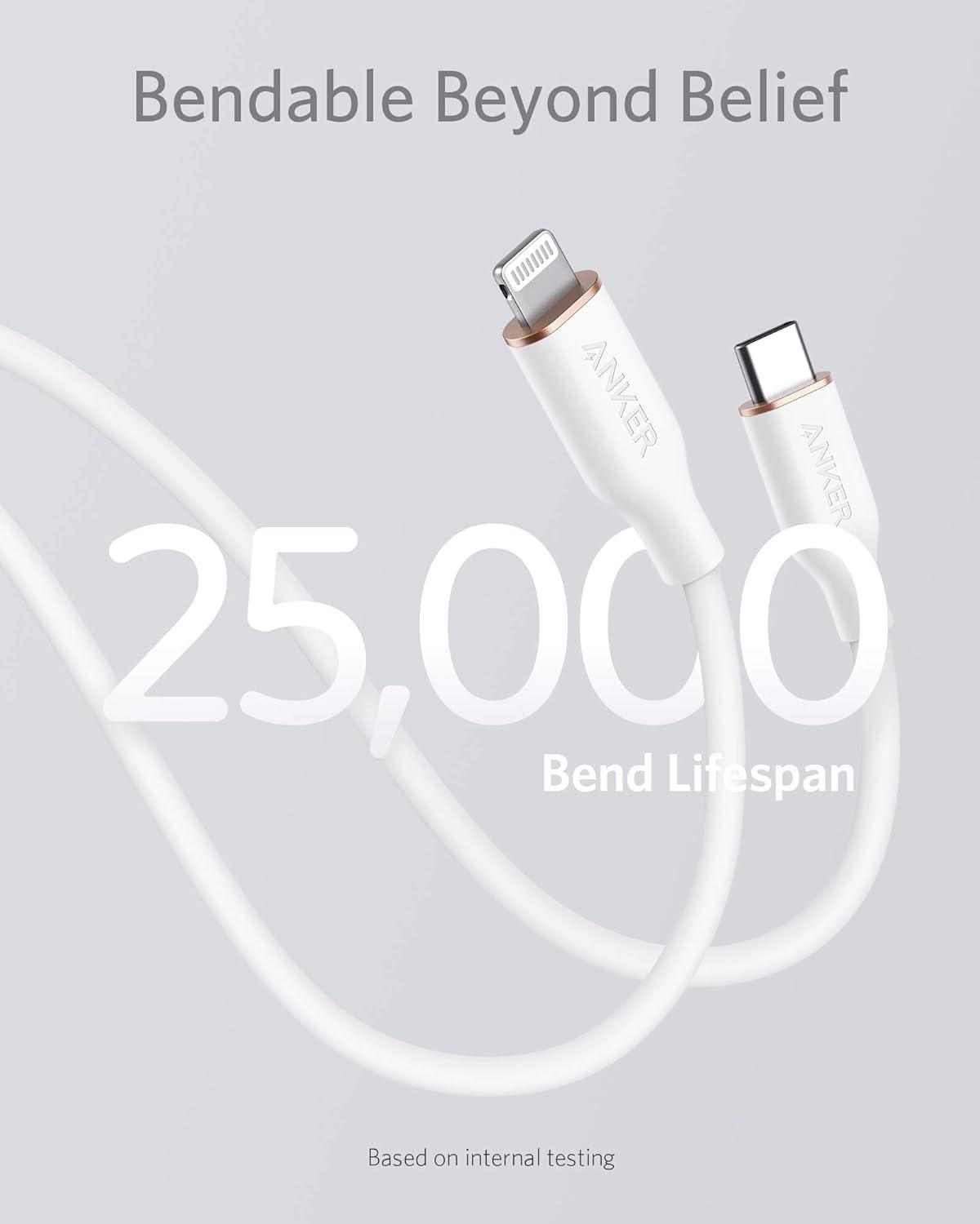imageAnker iPhone USB C Cable PowerLine III Flow USBC to Lightning PD Cable Compatible with iPhone 1313 Pro Max1211 ProXXSXR8 Plus AirPods Pro 354 Inch MFi Certified Silica Gel MidnightWhite