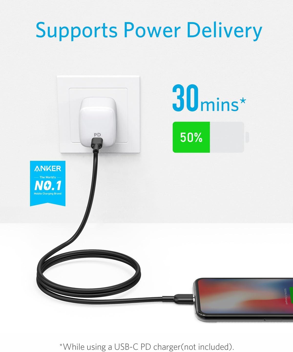 imageAnker iPhone USB C Cable USBC to Lightning Cable 180 cm with MFi Certification PowerLine II Power Delivery Compatible Cable for iPhone XXSXRXS Max88 PlusBlack