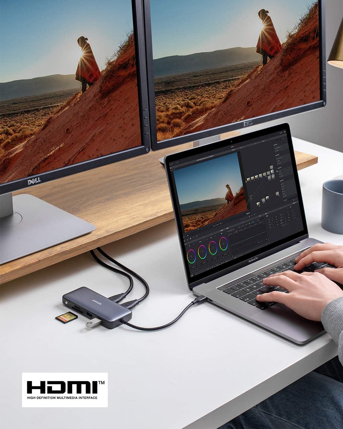 imageUSB C Hub AnkerPowerExpand 8in1 USB C Adapterwith Dual HDMI 4K100W Power Delivery1GBs Ethernet2 USB 30SD Card Readerfor MacBook Pro and More