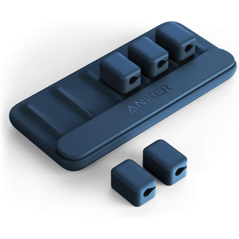imageAnker Cable Management Magnetic Cable Holder Desktop Cable Ties 5 Clips for Lightning Cable USBC Cable Micro Cable Wood Glue Marble Metal and Glass Blue