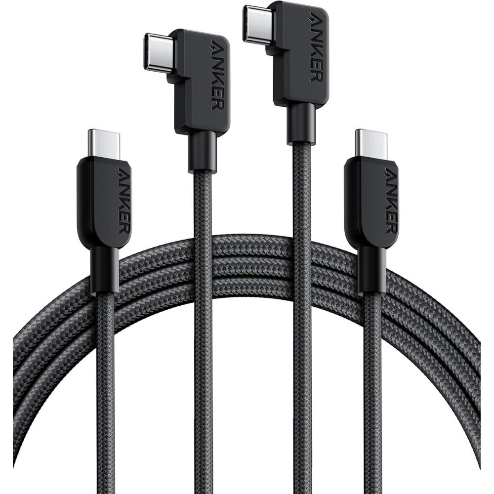 imageAnker Cble USB C Angle Droit 240 W Lot de 2 cbles USB C vers USB C 90 d de 18 m degrs pour iPhone 1615 PlusProProMax Samsung Galaxy S23 MacBook Pro 2020 iPad Pro iPad Air 4 Pixel
