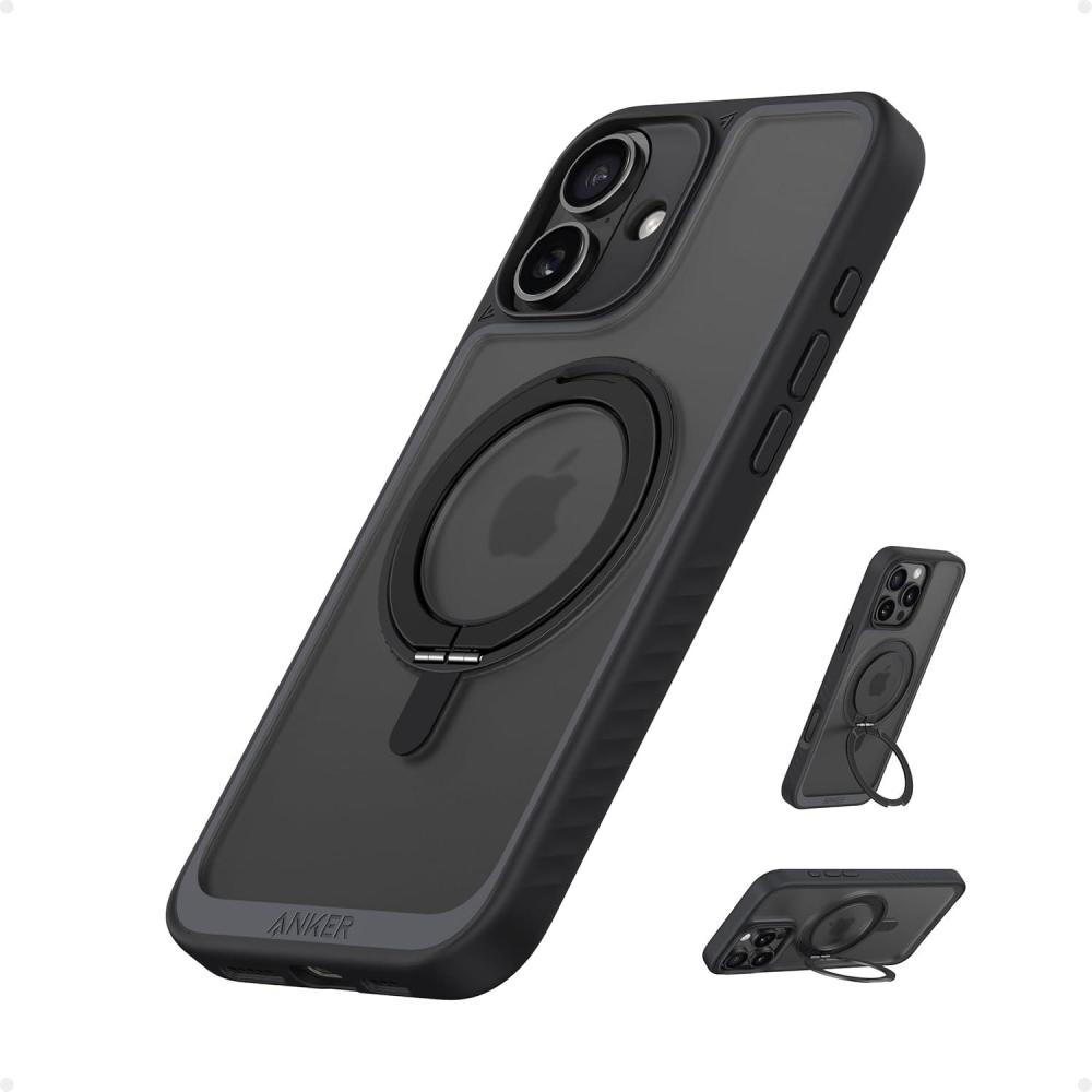 imageAnker FlexStand Magnetic Phone Case AntiSlip Drop Resistant Protective Case with Ring Stand MagSafe Compatible Exclusively Designed for iPhone 15 Plus