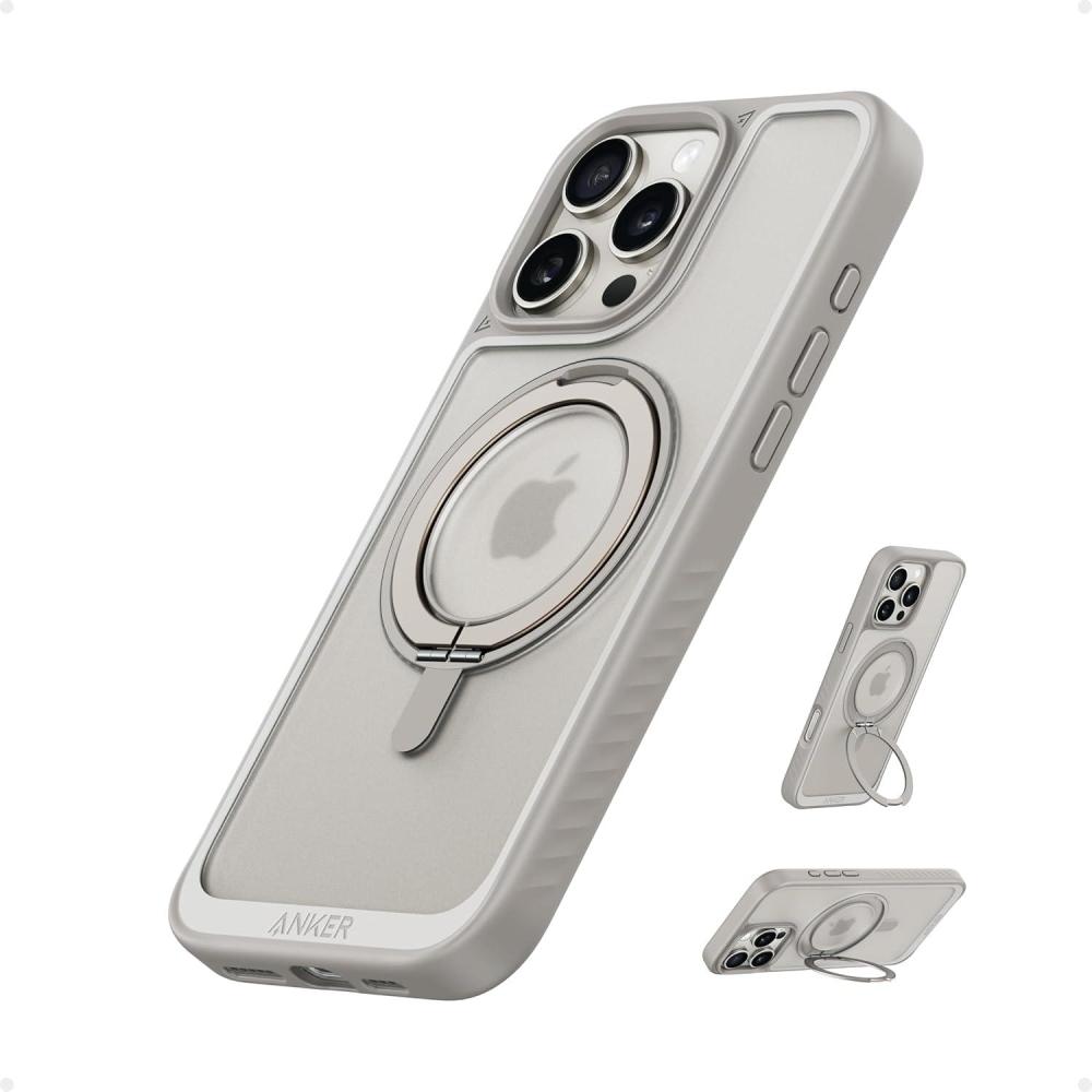 imageAnker FlexStand Magnetic Phone Case AntiSlip Drop Resistant Protective Case with Ring Stand MagSafe Compatible Exclusively Designed for iPhone 15 Pro Max