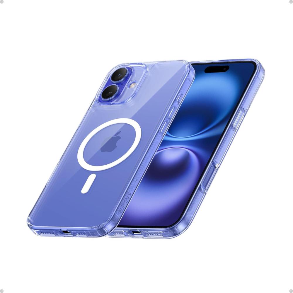 imageAnker For iPhone 16 Plus Case Compatible with MagSafe MilitaryGrade Protection Yellowing Resistant ScratchResistant Back Magnetic Phone Case for iPhone 16 Plus Classic Series Clear