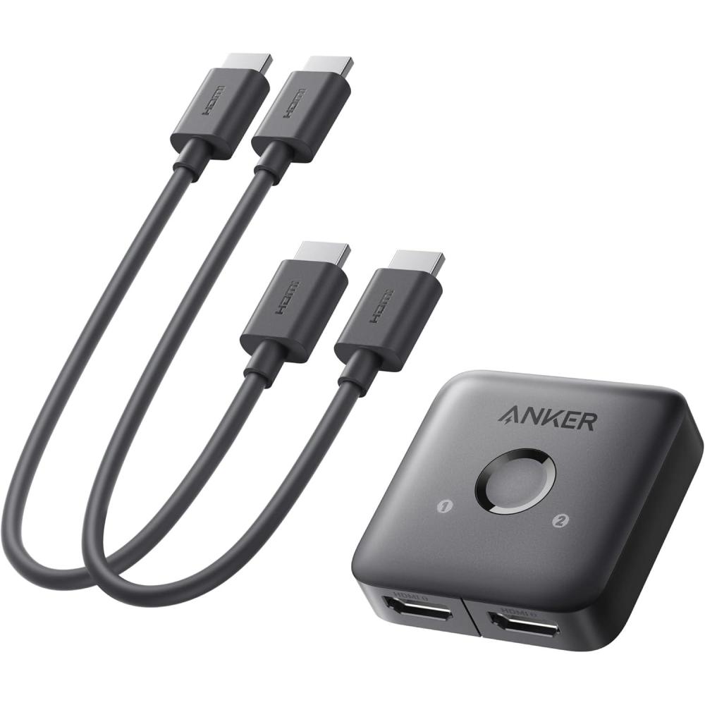 imageAnker HDMI Switch 4K60Hz Twoway Switch 2 in 1 Output with Smooth Finish Supports HDR 3D Dolby Compatible with Laptops PC Xbox Series PS5PS4 Projector etc2 in 1 with 2 HDMI cables