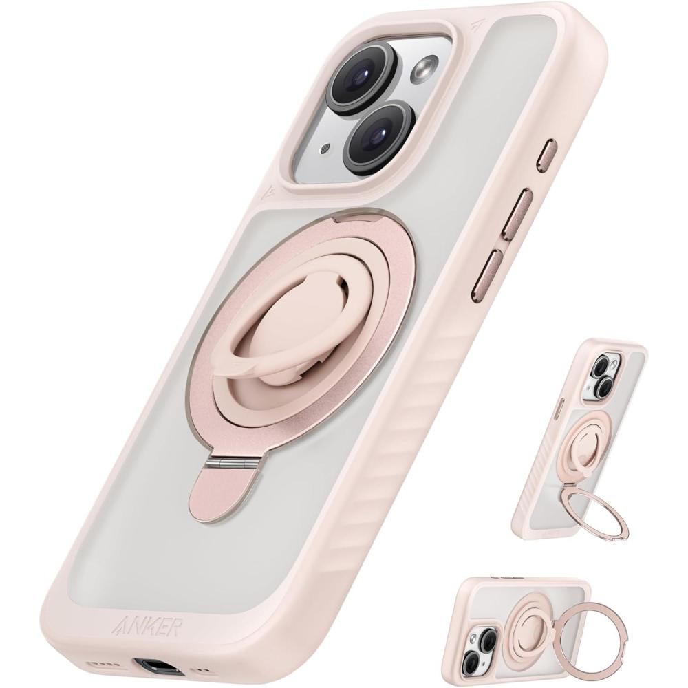 imageAnker MagGo Magnetic Case with Stand 2in1 360 Silicone Ring for iPhone 15