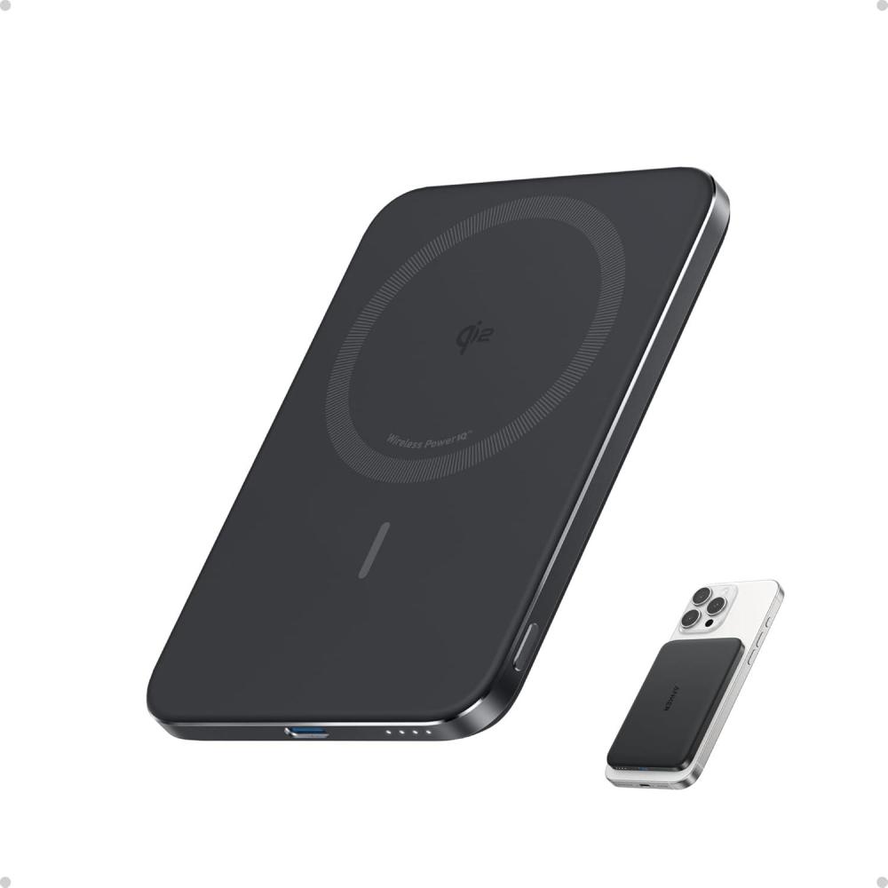imageAnker Nano Qi2 Certified External Battery 15W Magnetic UltraThin 5000 mAh Fast Ergonomic and MagSafe Compatible Only for iPhone 17 Pro Max161514Black